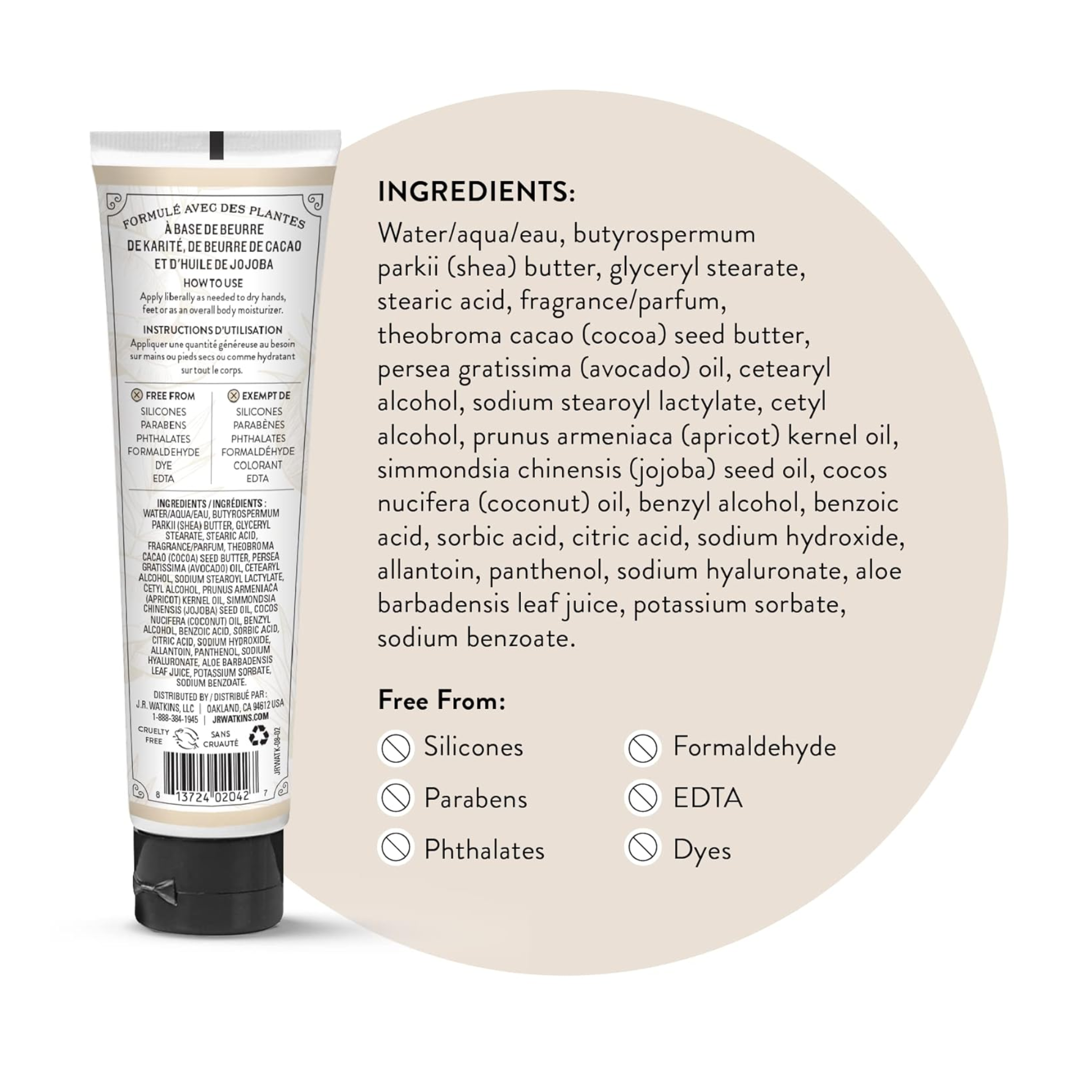 J.R. Watkins, Hand Cream, Coconut & Honey, 3.3 oz - Pharmaful