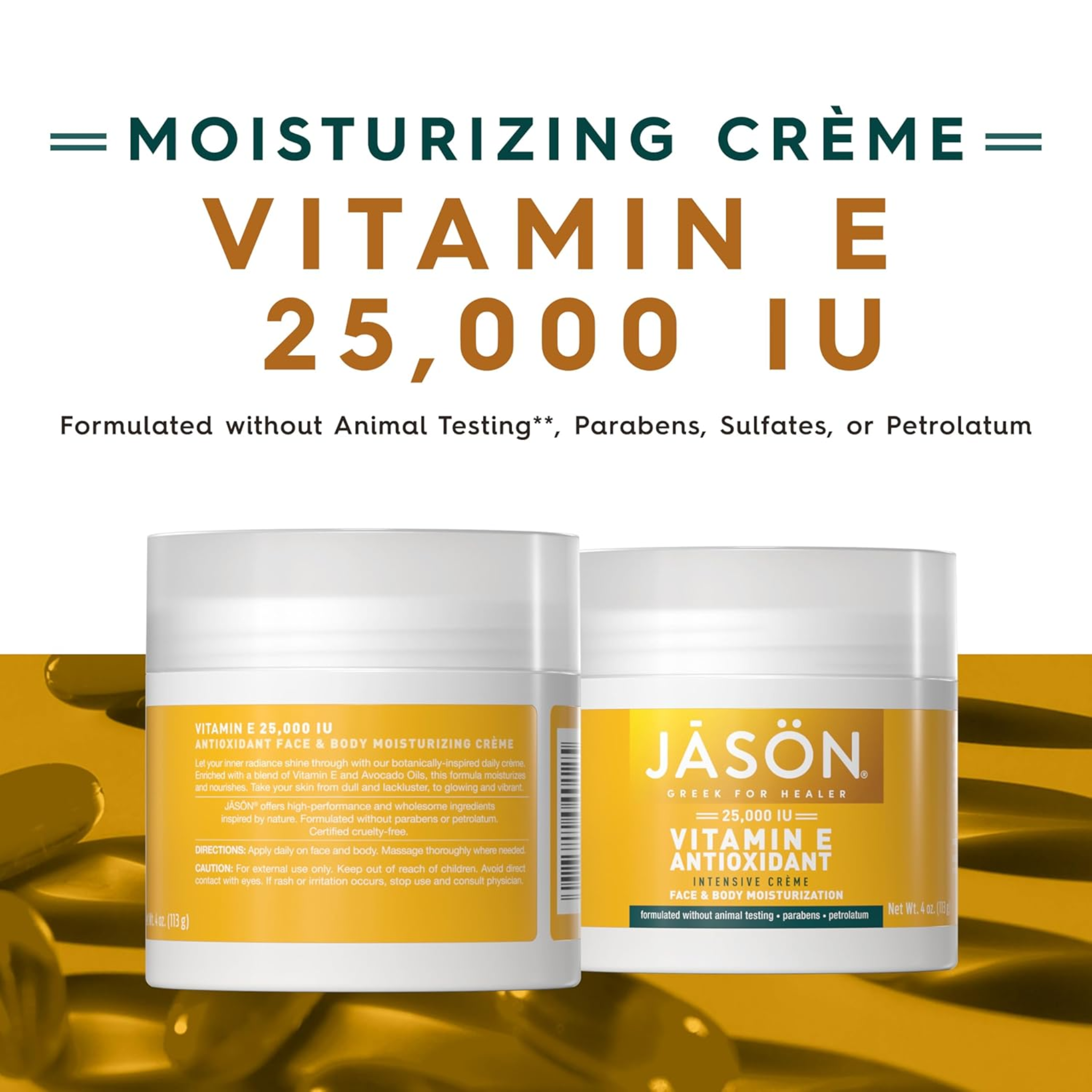 Jason, Moisturizing Crème with Vitamin E, Age Renewal Formula, Deep Hydration for All Skin Types, 4 oz, (Pack of 3)