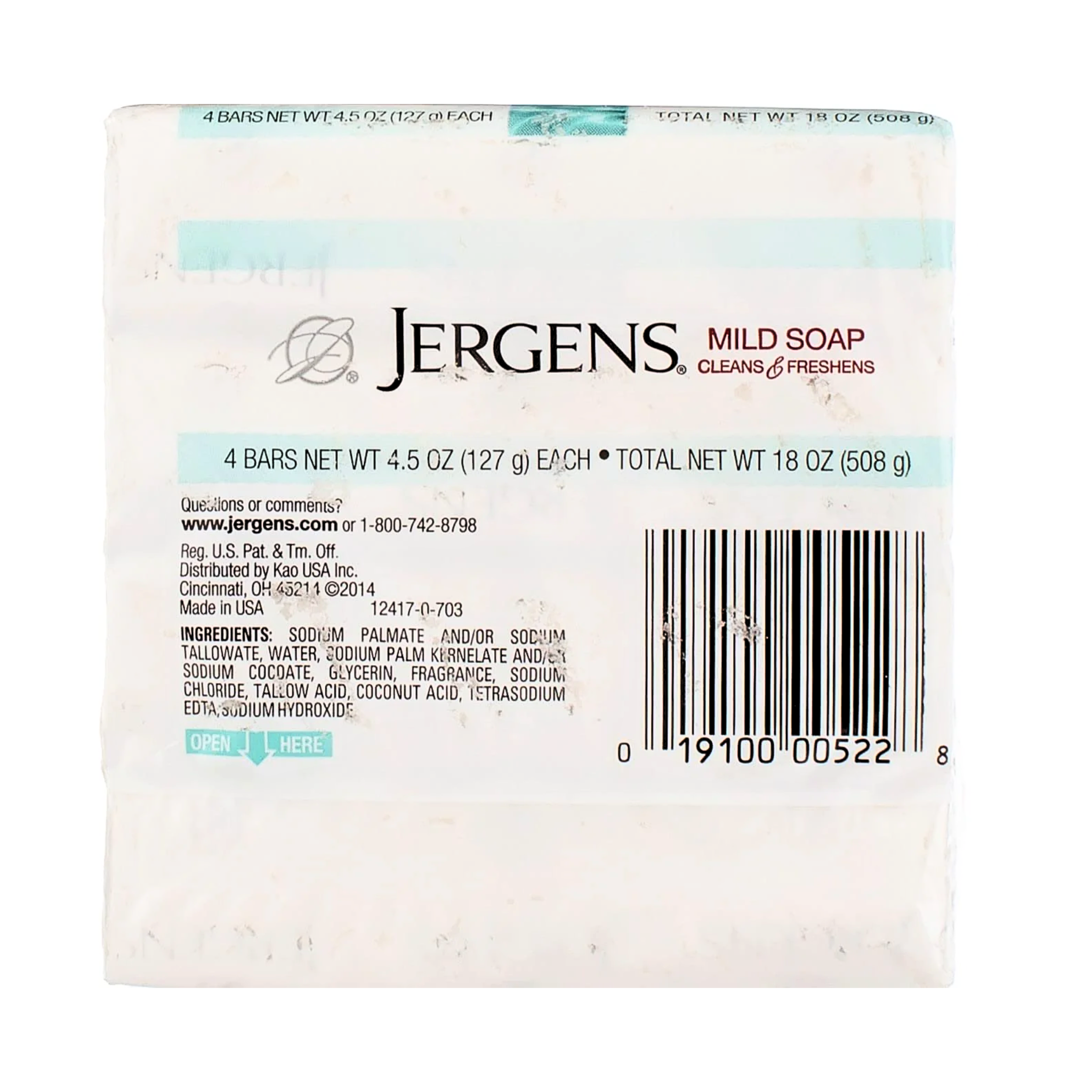 Jergens, Mild Bar Soap, Gentle Cleansing for Sensitive Skin, 4.5 oz, 4 Count - Pharmaful