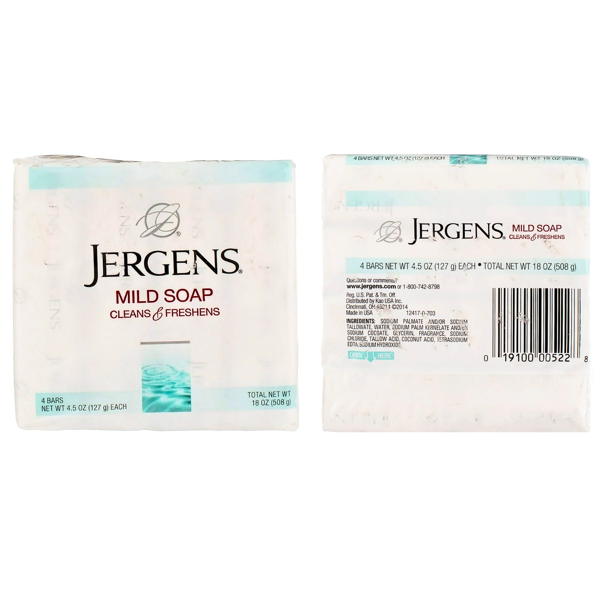 Jergens, Mild Bar Soap, Gentle Cleansing for Sensitive Skin, 4.5 oz, 4 Count - Pharmaful