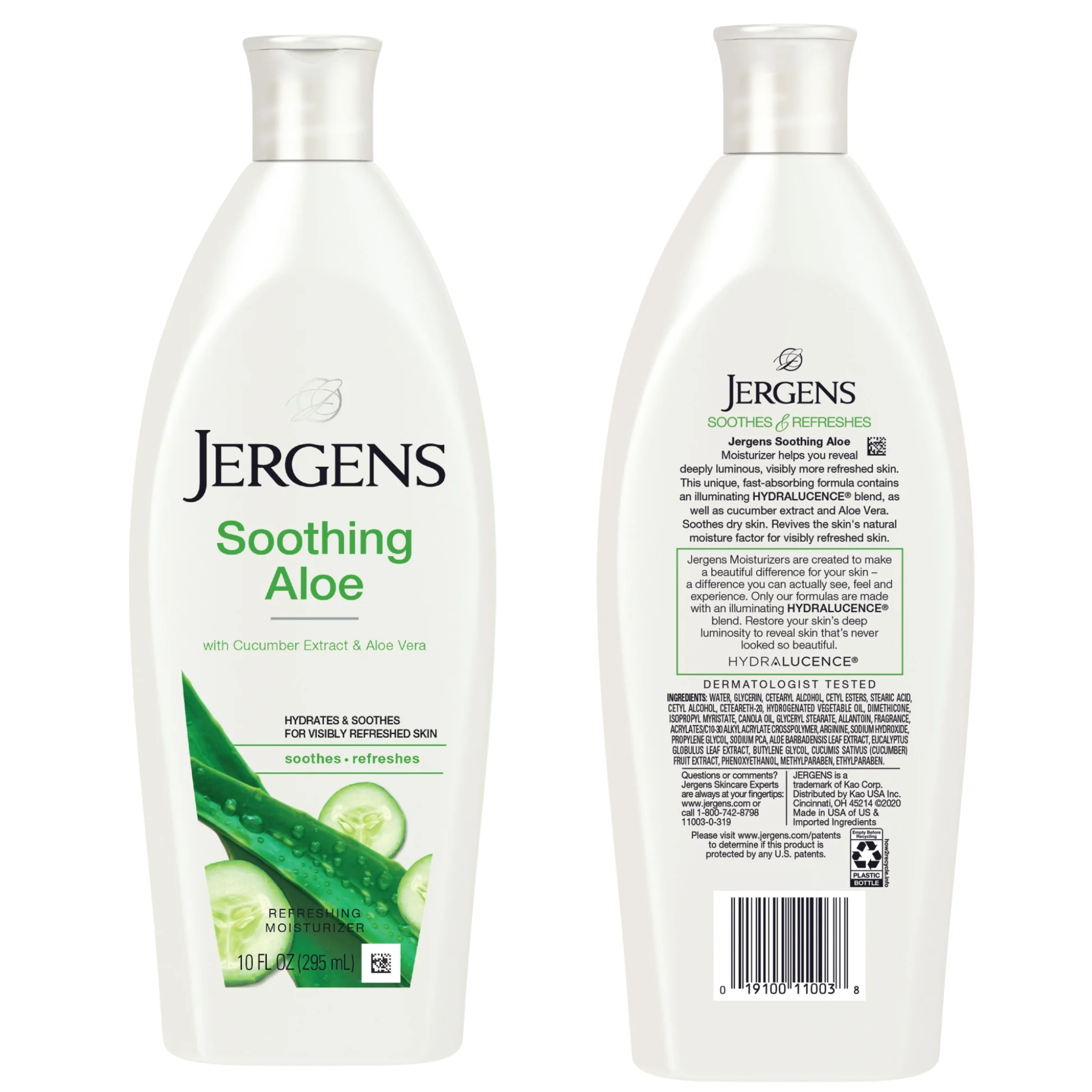 Jergens, Soothing Aloe Hand & Body Lotion, Refreshing Moisture with Aloe Vera & Cucumber Extract, 10 oz Bottle - Pharmaful