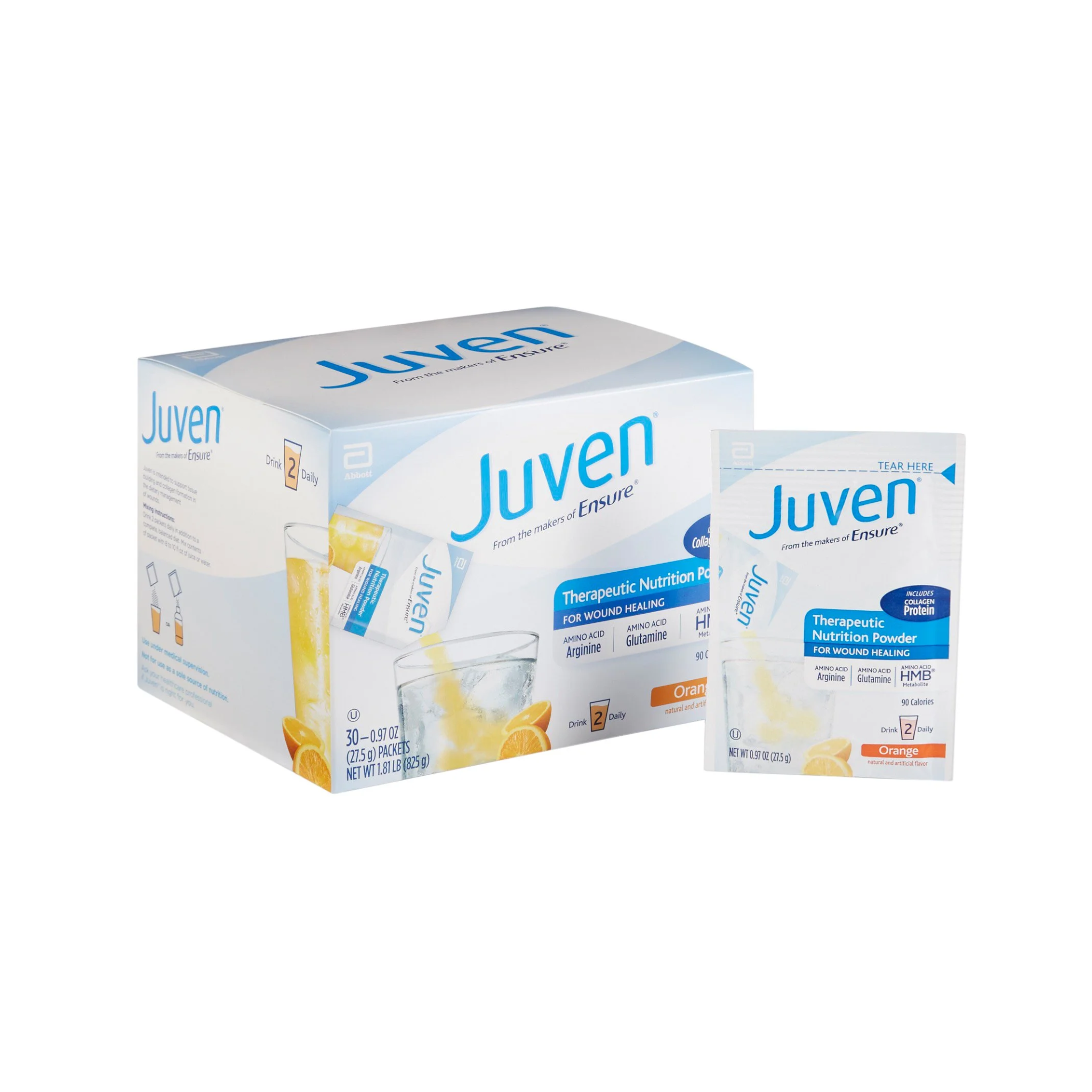 Juven, Therapeutic Nutrition Powder, Supports Tissue Building & Wound Healing, Orange Flavor, 30 Packets, 6 Count