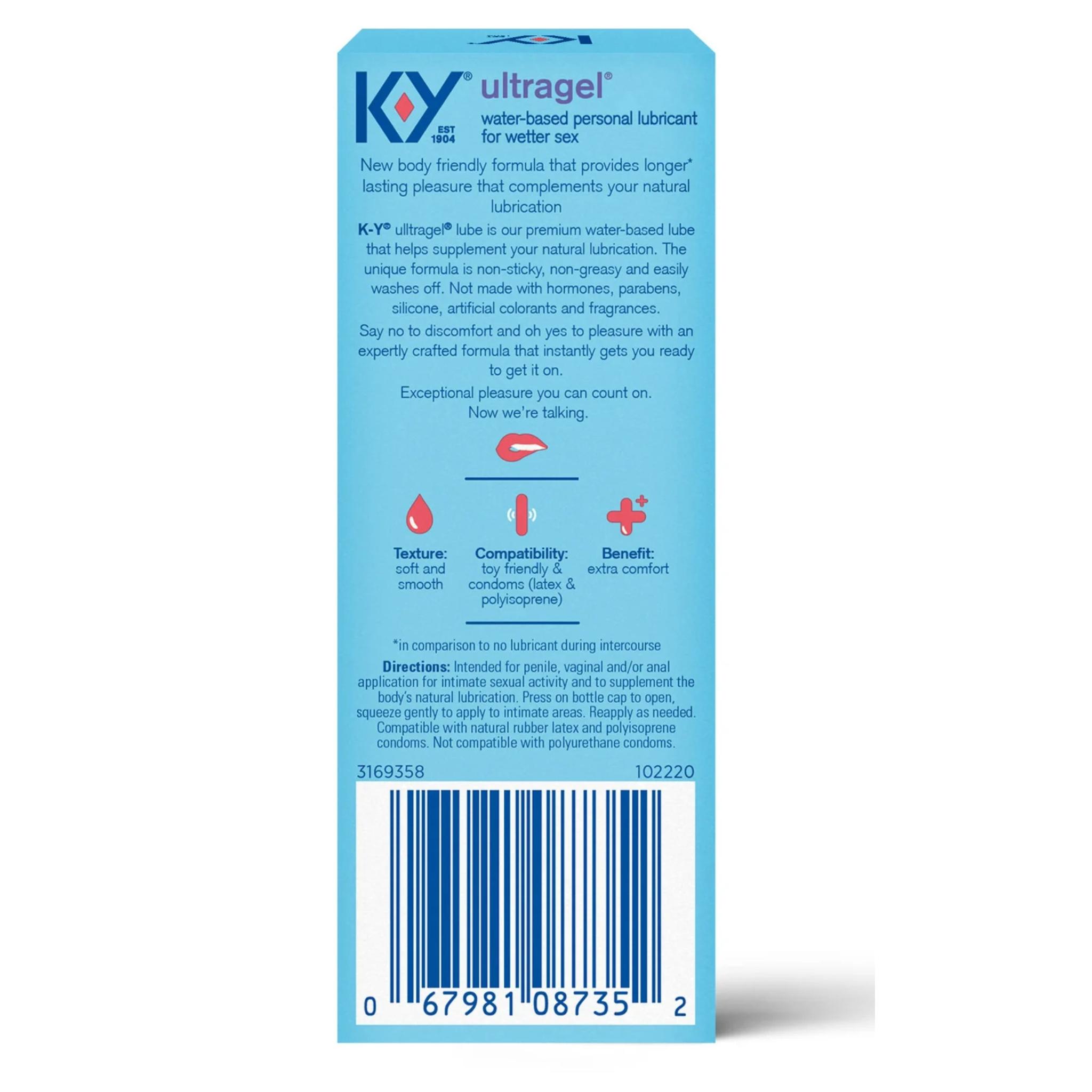 K-Y Ultragel Lube, Personal Water Based Lubricant For Sexual Wellness, Vaginal Moisturizer, 1.5 fl oz