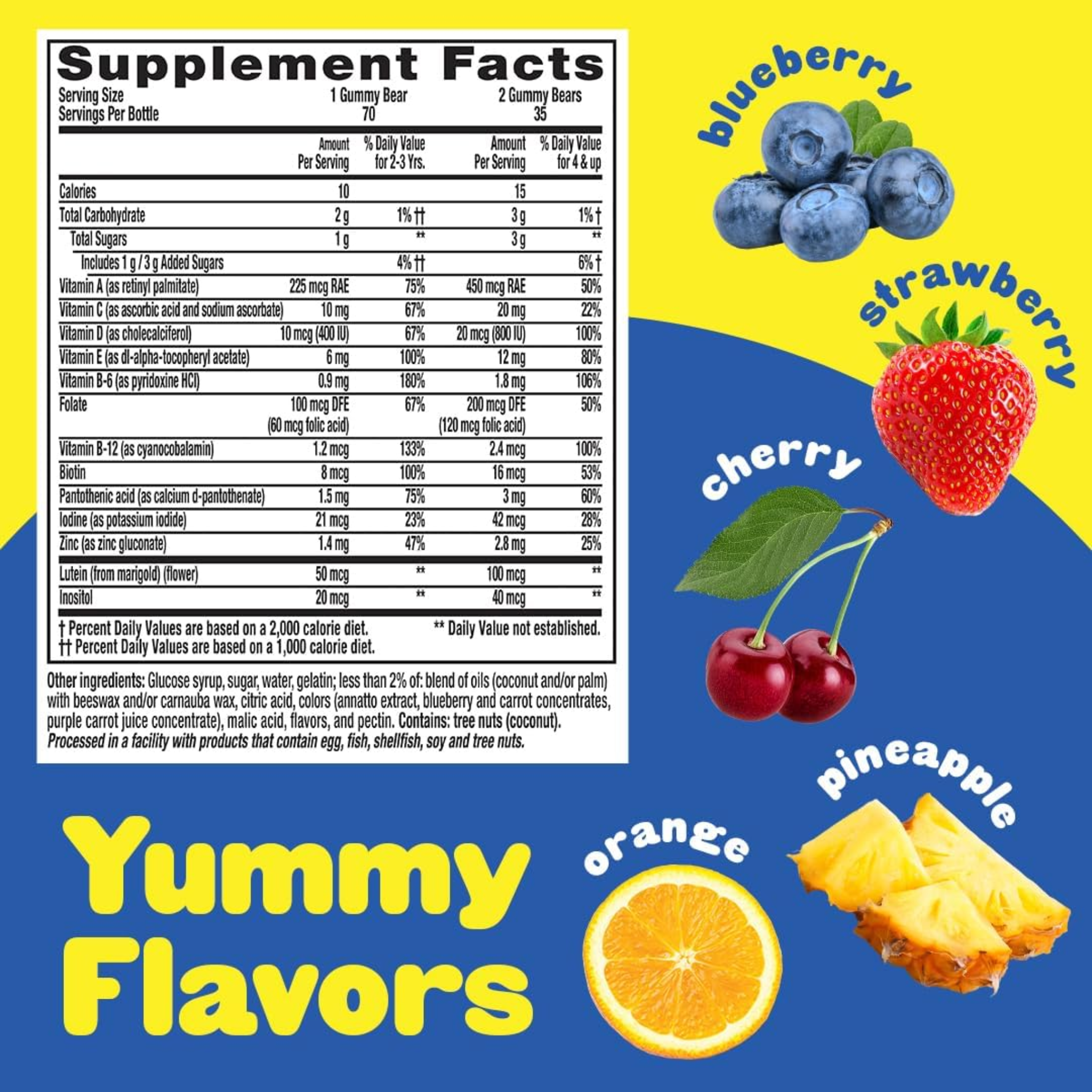 L'il Critters, Gummy Vites Daily Gummy Multivitamins, Immune Support with Vitamin C and D3, Delicious Cherry, Strawberry, Orange, Pineapple, and Blueberry Flavors, 70 Count Gummies - Pharmaful