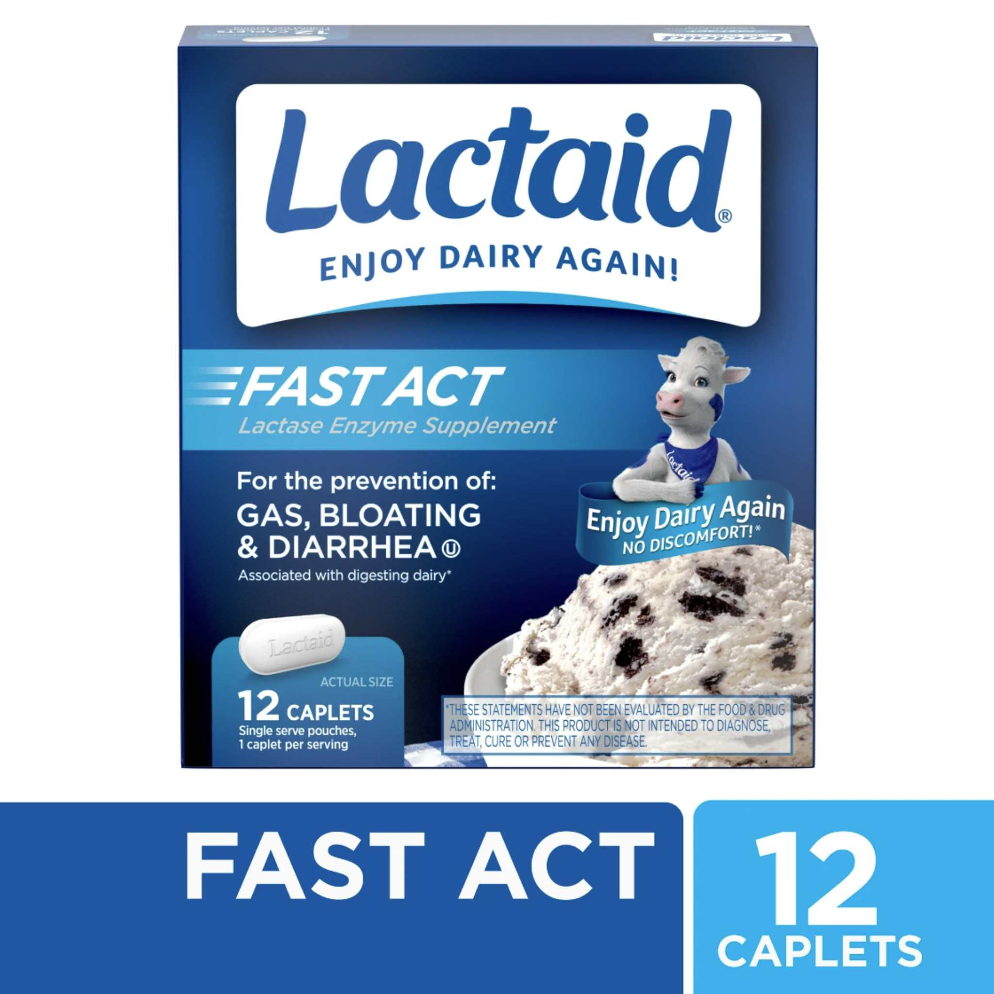 Lactaid Fast Act Lactose Intolerance Caplets, 12 Ct