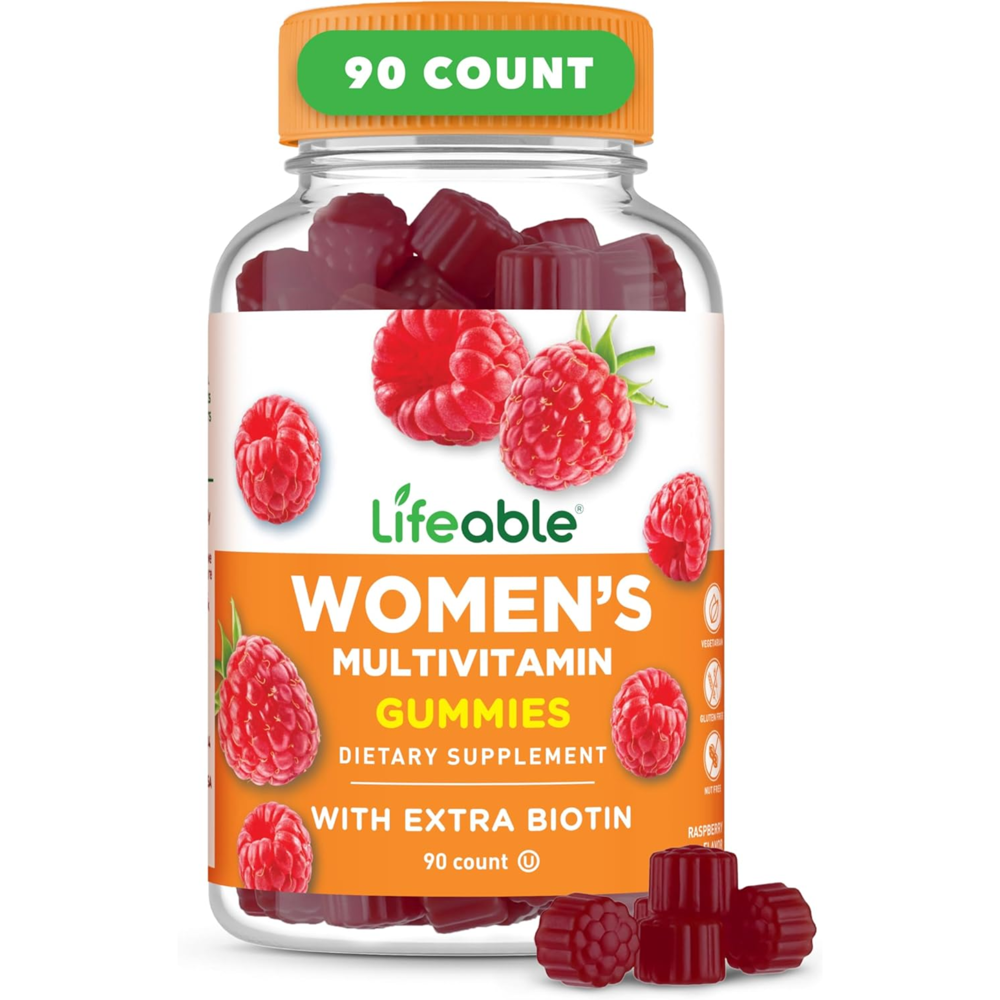 Lifeable, Women's Multivitamin Gummy, with Vitamin A, C, D, E, B Complex, Biotin, Zinc, and Folate, Great Tasting Daily Support for Women, 90 Gummies