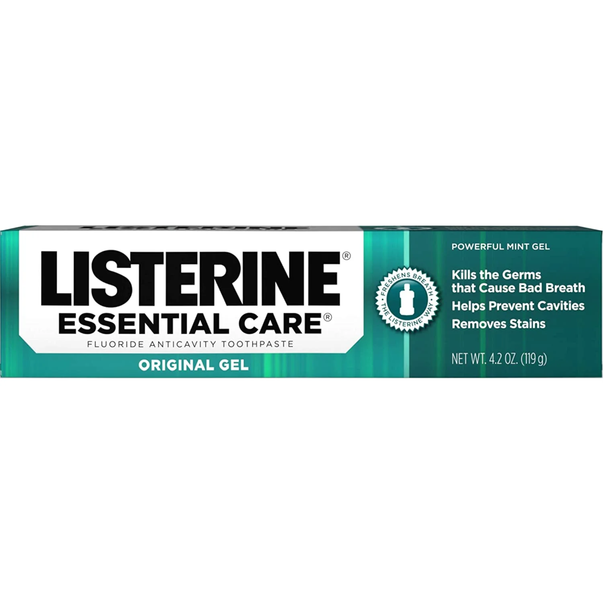 Listerine, Essential Care Original Gel Fluoride Toothpaste, Mint Flavor for Oral Health and Protection, 4.2 oz
