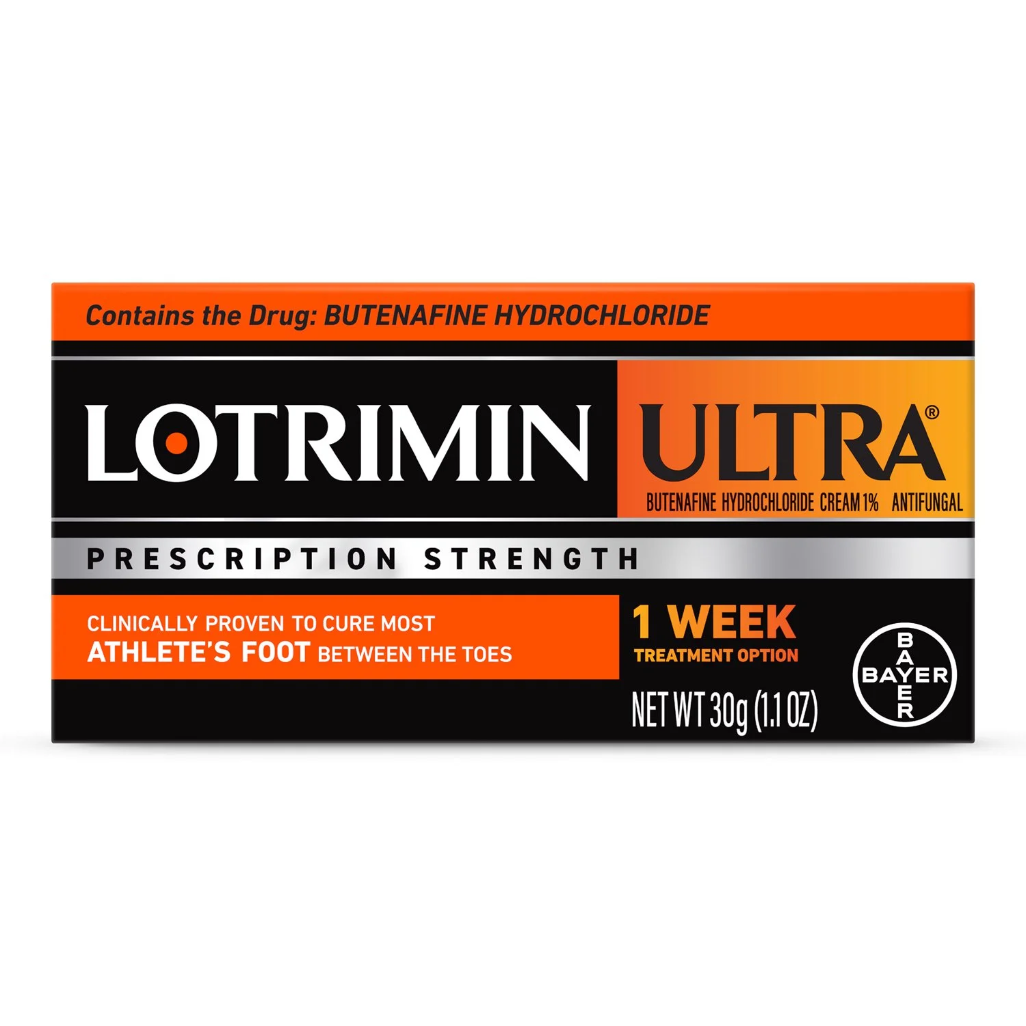 Lotrimin Ultra, 1 Week Athlete's Foot Treatment Antifungal Cream, Fast Acting Formula for Fungal Infections, 30g Tube