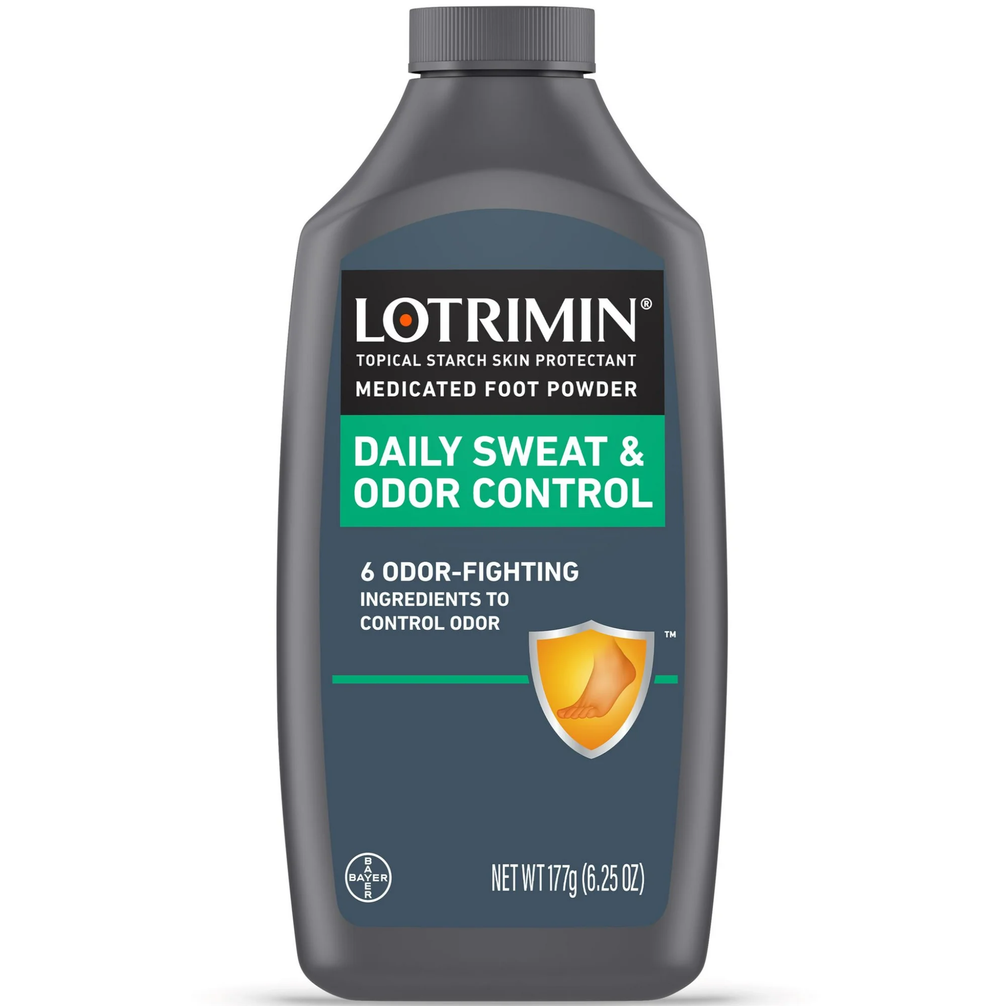 Lotrimin, Daily Sweat and Odor Control Medicated Foot Powder, Antifungal and Freshness Protection, 6.25 oz