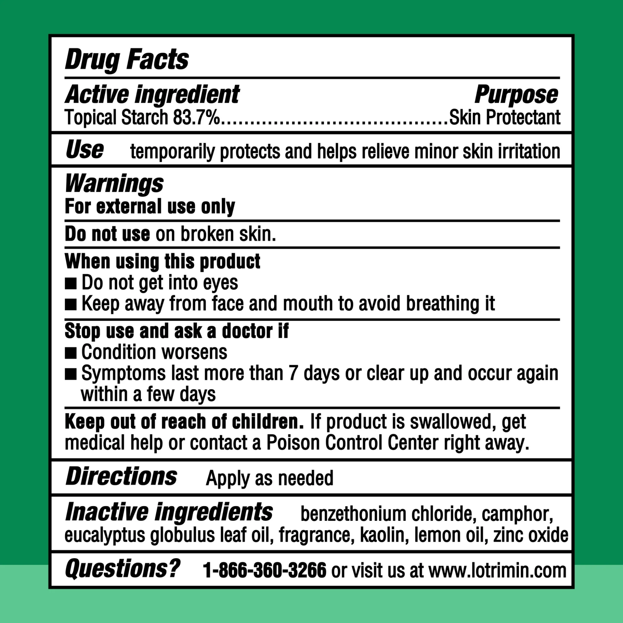 Lotrimin, Daily Sweat and Odor Control Medicated Foot Powder, Antifungal and Freshness Protection, 6.25 oz
