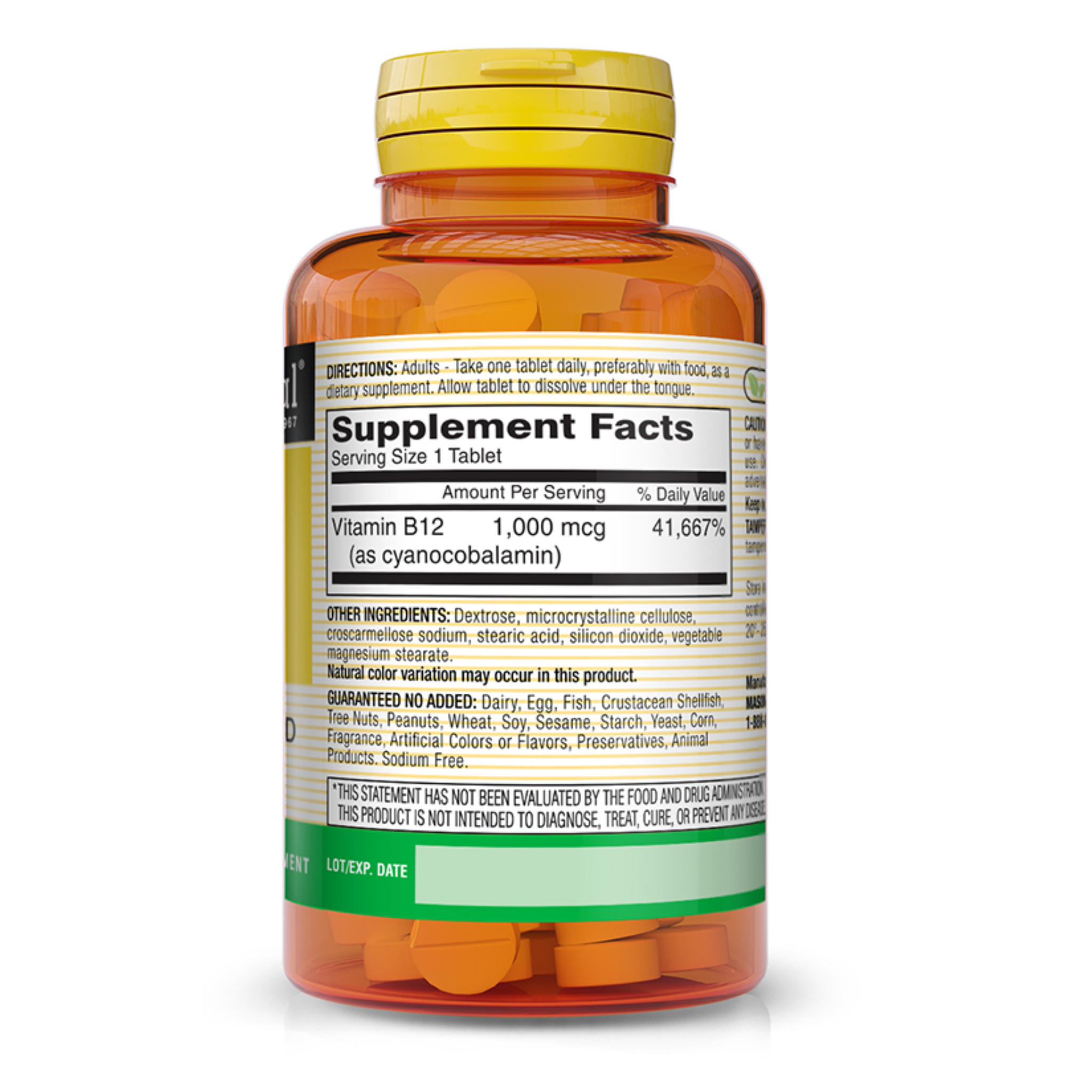 Mason Natural, Vitamin B-12 1000 mcg Dissolvable Tablets, Supports Energy & Metabolism, 100 Count