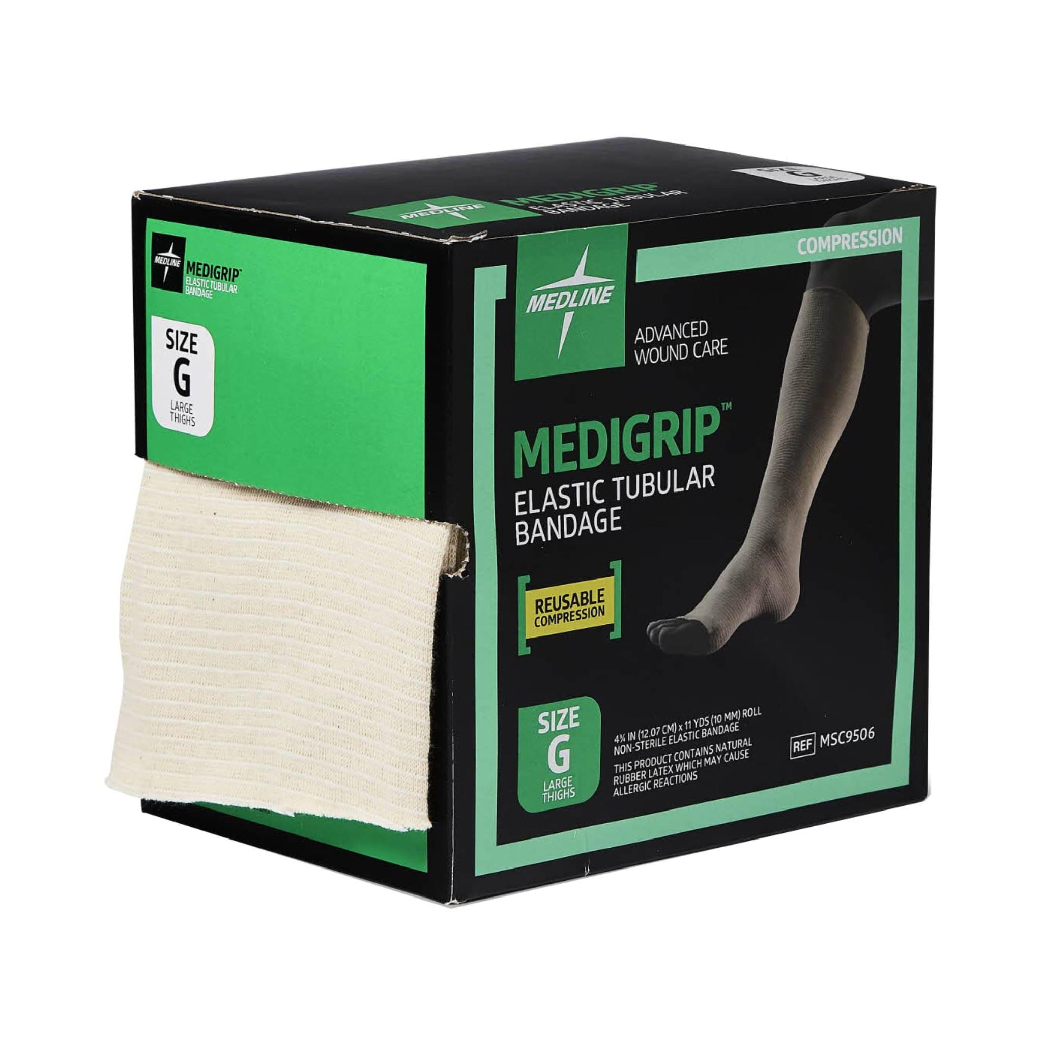 Medline, Medigrip Elastic Tubular Bandages, High Compression Support for Large Thighs, Size G