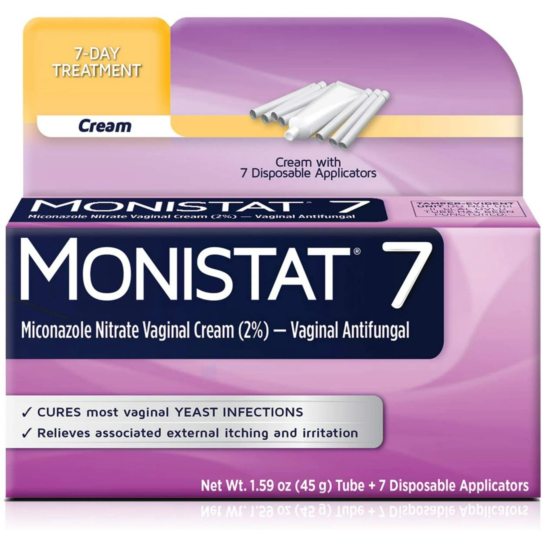 MONISTAT 7-Dose Yeast Infection Treatment, 7 Disposable Applicators & 1 Cream Tube