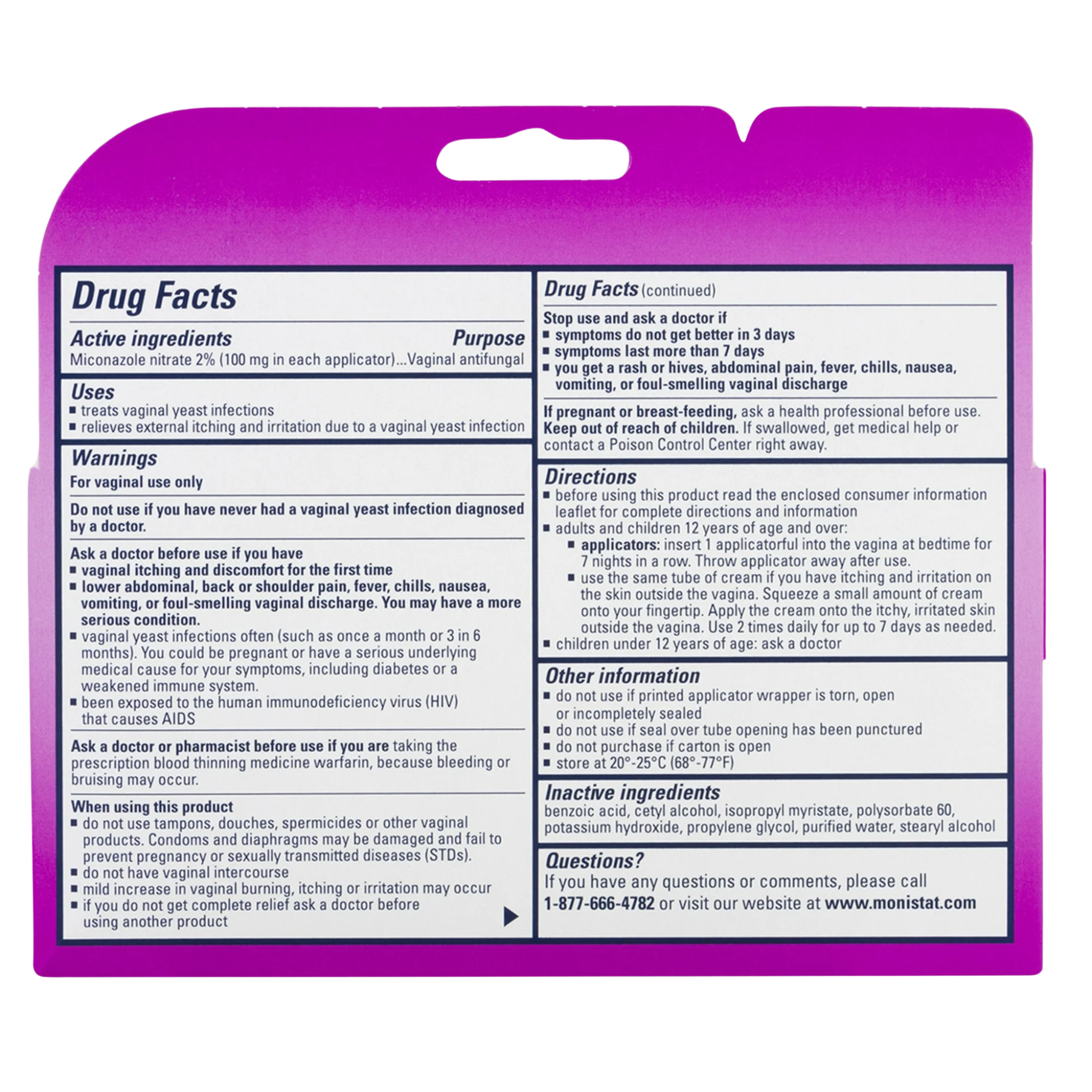 MONISTAT 7-Dose Yeast Infection Treatment, 7 Disposable Applicators & 1 Cream Tube