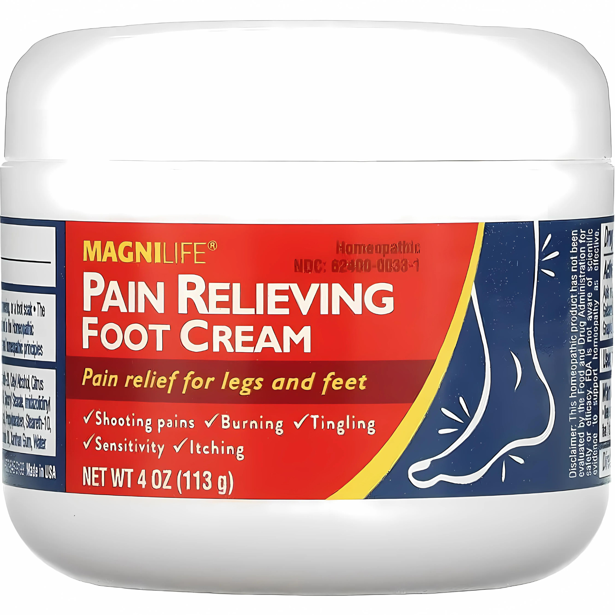 MagniLife Pain Relieving Foot Cream, All-Natural Moisturizing Foot Pain Relief with Beeswax and Eucalyptus - 4oz