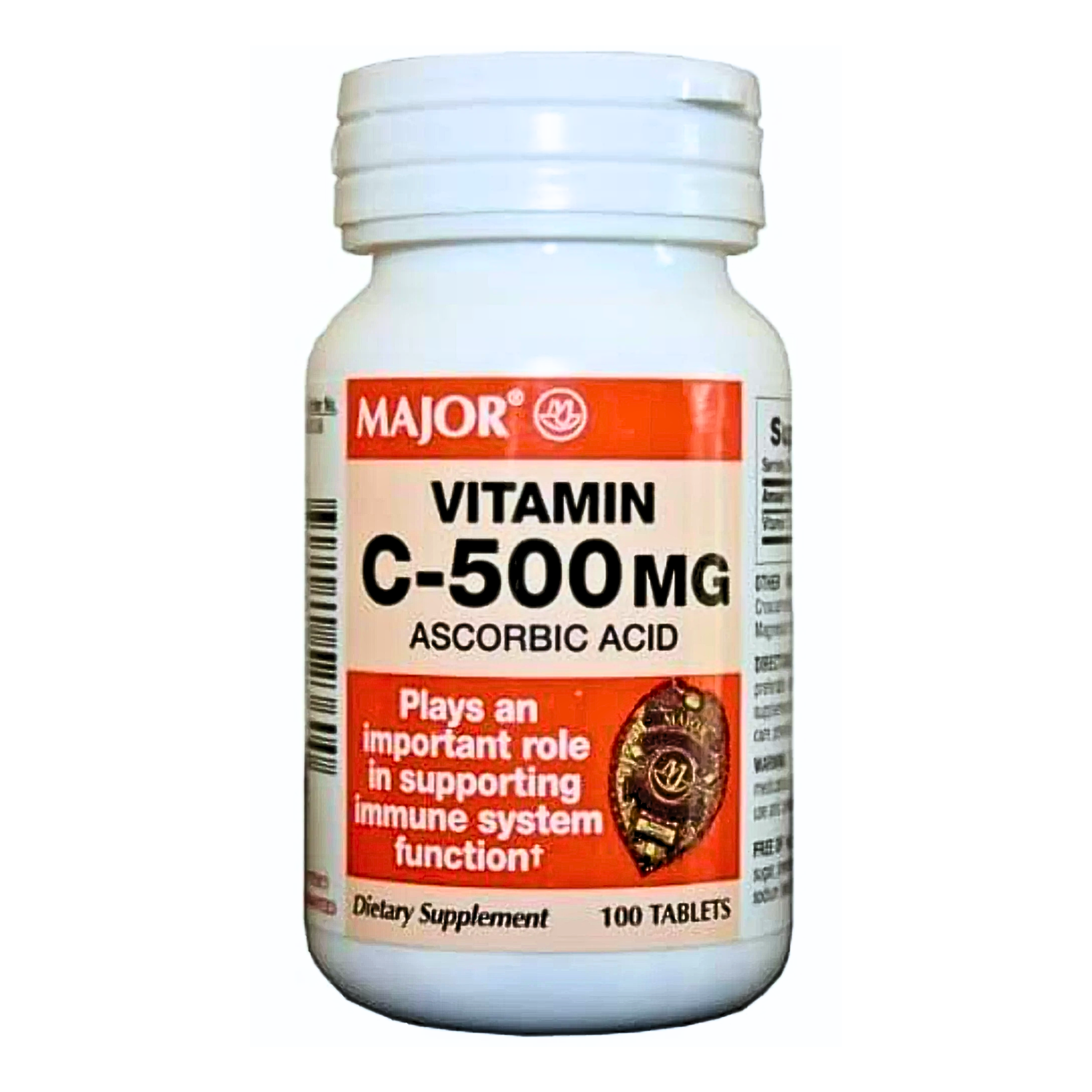 Major, Vitamin C 500mg Tablets, Ascorbic Acid Dietary Supplement, 100 Ct