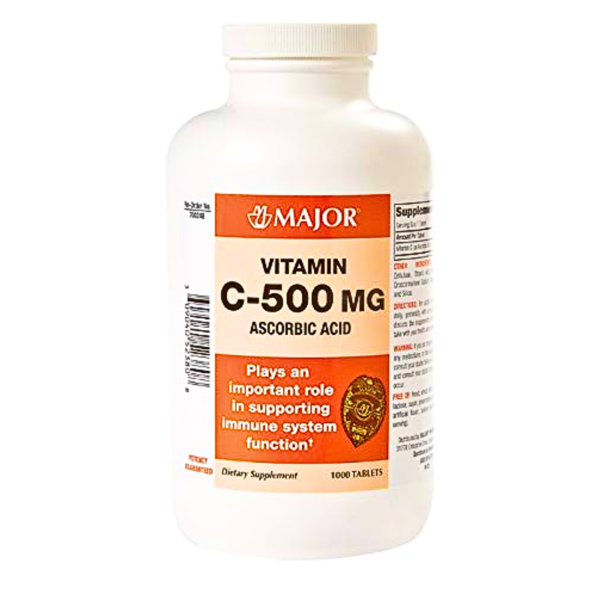 Major, Vitamin C 500mg Tablets, Ascorbic Acid Supplement, 1000 Ct