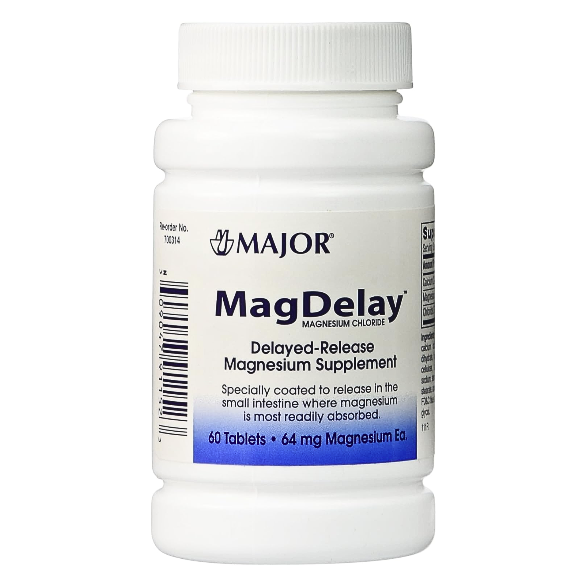Major, MagDelay Magnesium Chloride 64 mg, Sustained-Release Mineral Supplement, 60 Tablets