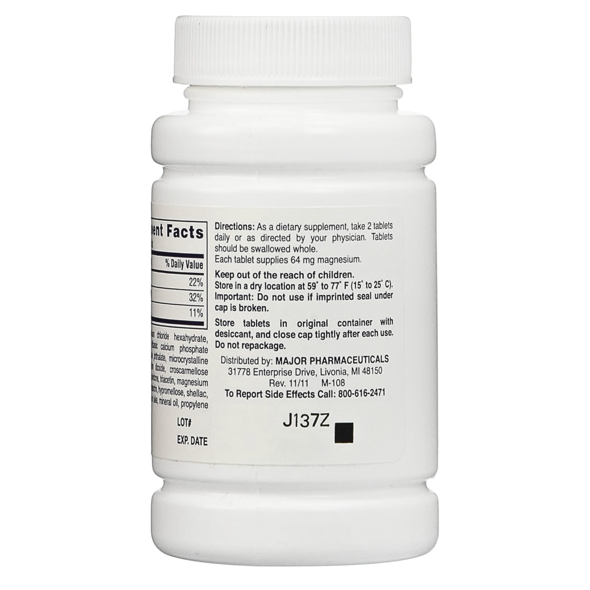 Major, MagDelay Magnesium Chloride 64 mg, Sustained-Release Mineral Supplement, 60 Tablets