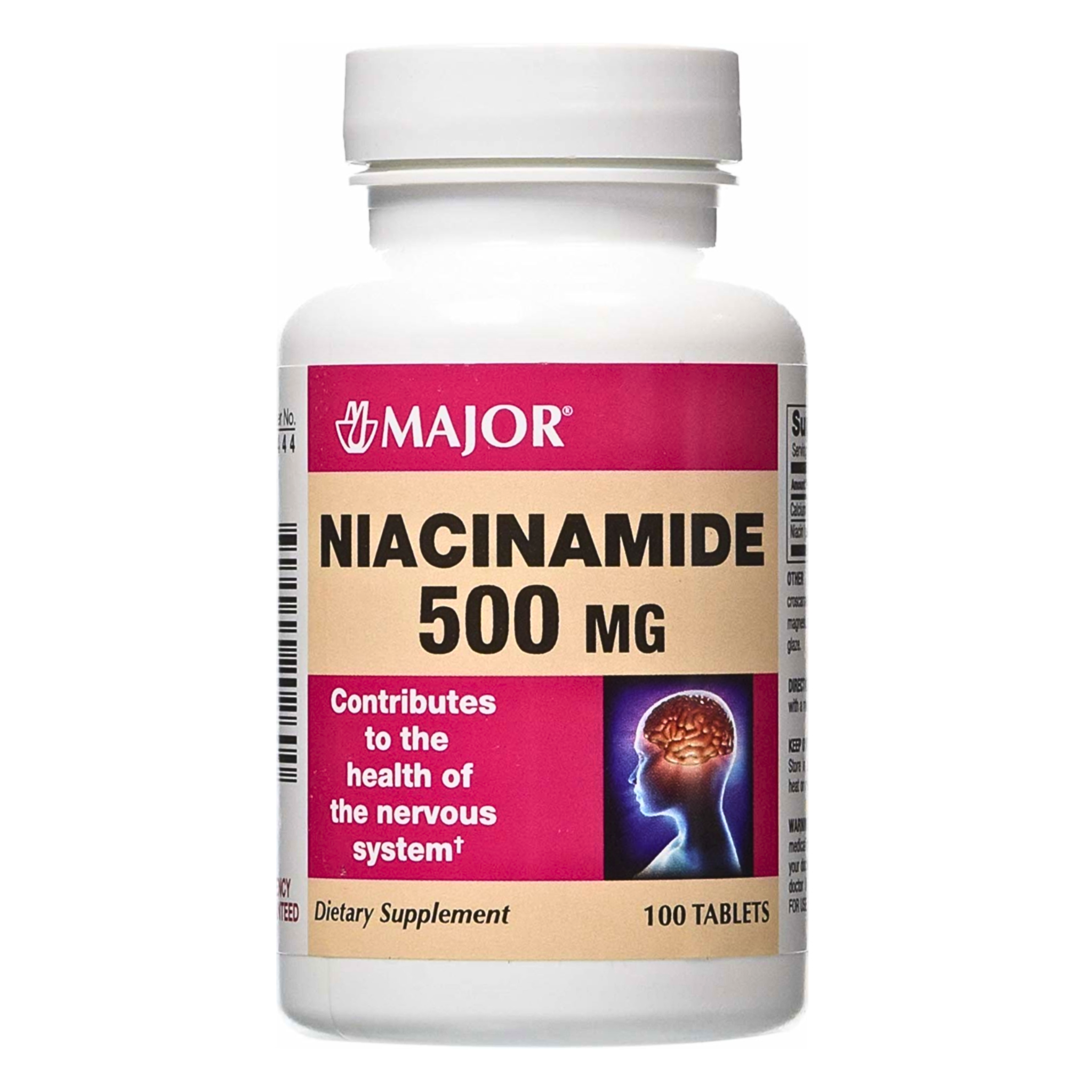 Major, Niacinamide Vitamin B3 Tablets, Supports Energy & Metabolism, 500 mg, 100 Count