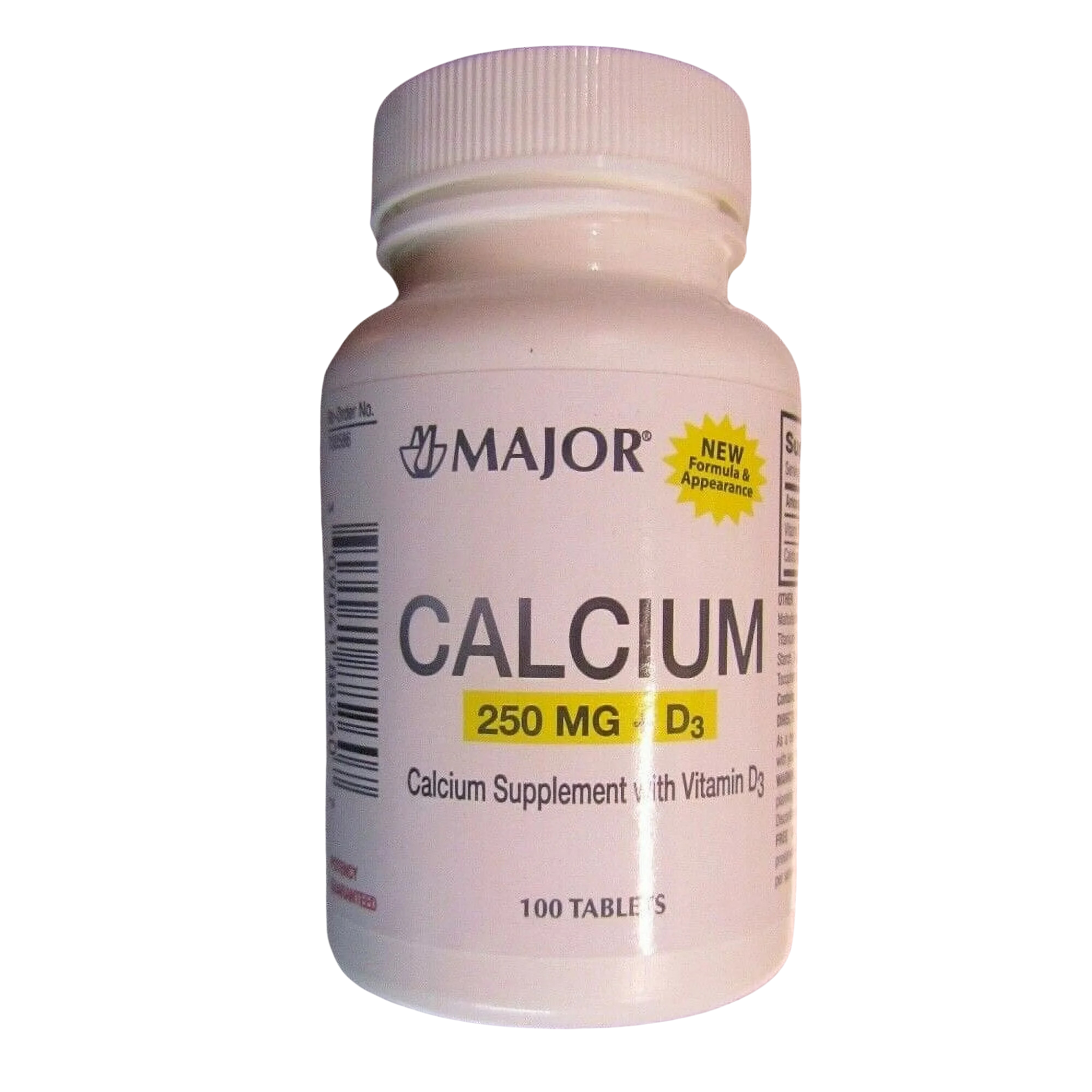 Major Oyster Shell Calcium with Vitamin D, Bone Health Supplement, 250 mg, 100 Tablets
