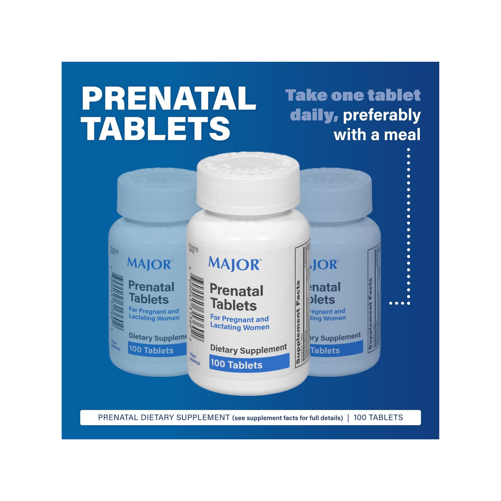 Major, Prenatal Vitamin Dietary Supplement, Supports Pregnancy & Lactation, 100 Tablets
