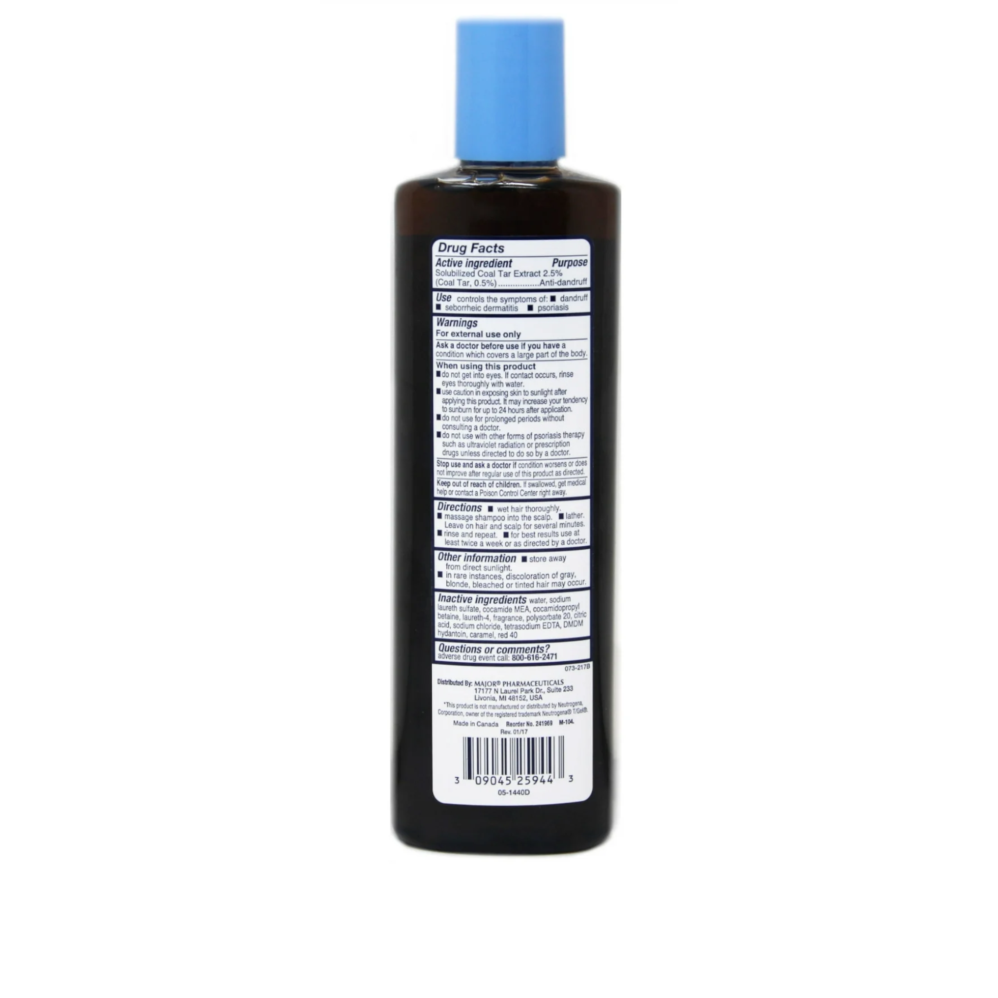 Major, Thera-Gel Therapeutic Shampoo, Coal Tar 0.5% for Scalp Health, 8.5 oz