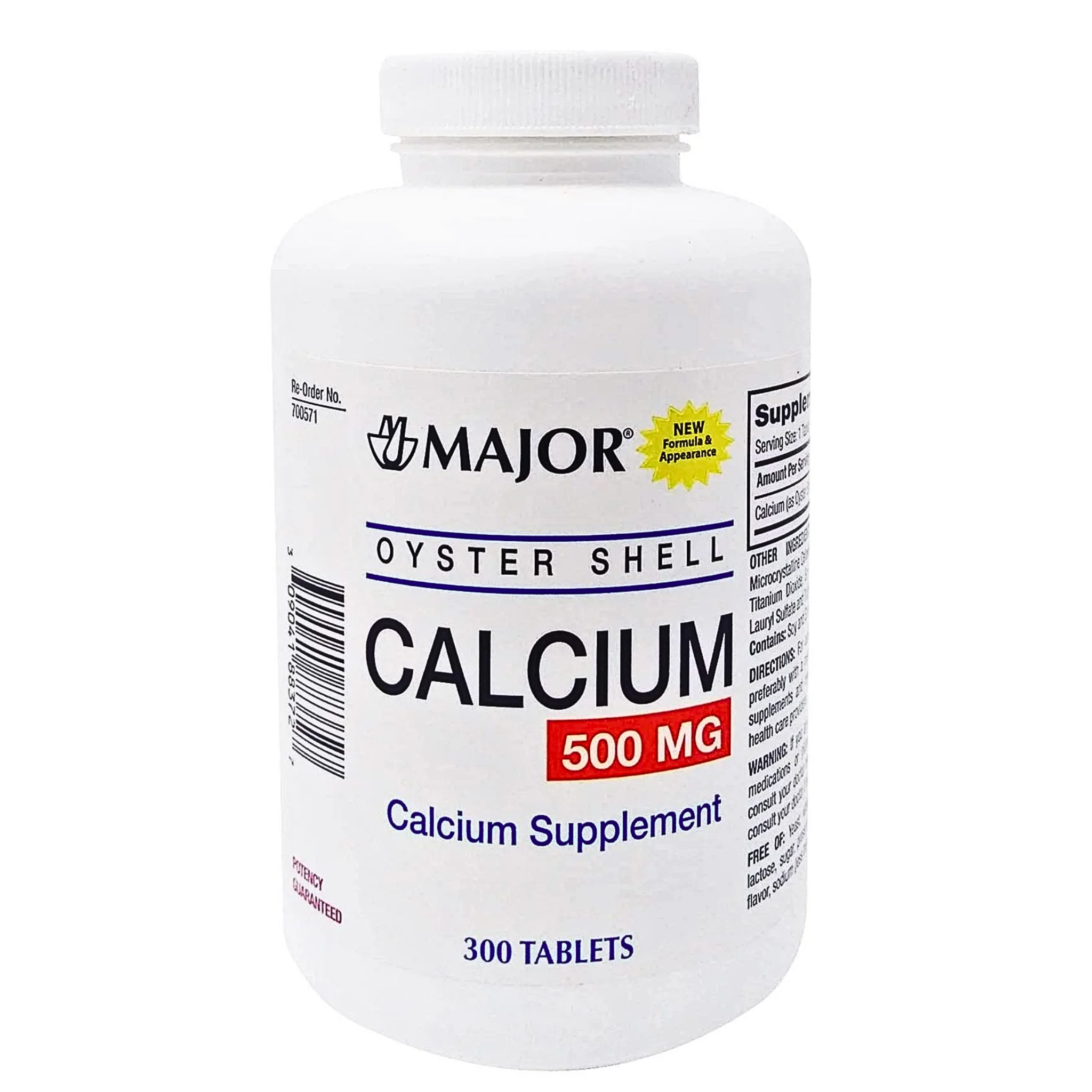 Major, Oyster Shell Calcium 500 mg, Bone Health Supplement, 300 Tablets