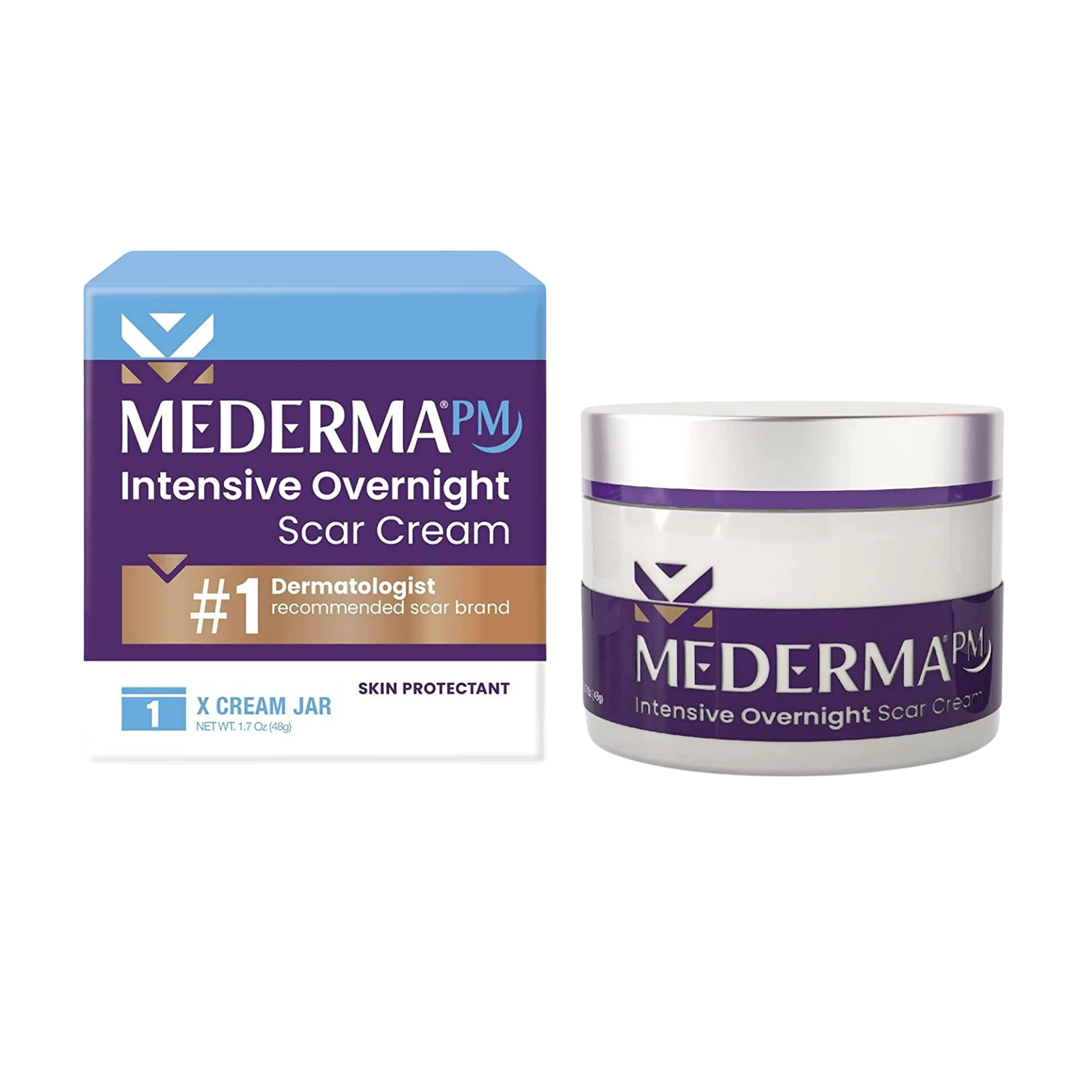 Mederma, PM Powerful Night Scar Cream, Clinically Proven to Reduce Scar Appearance, 1.7 oz (48g) Jar