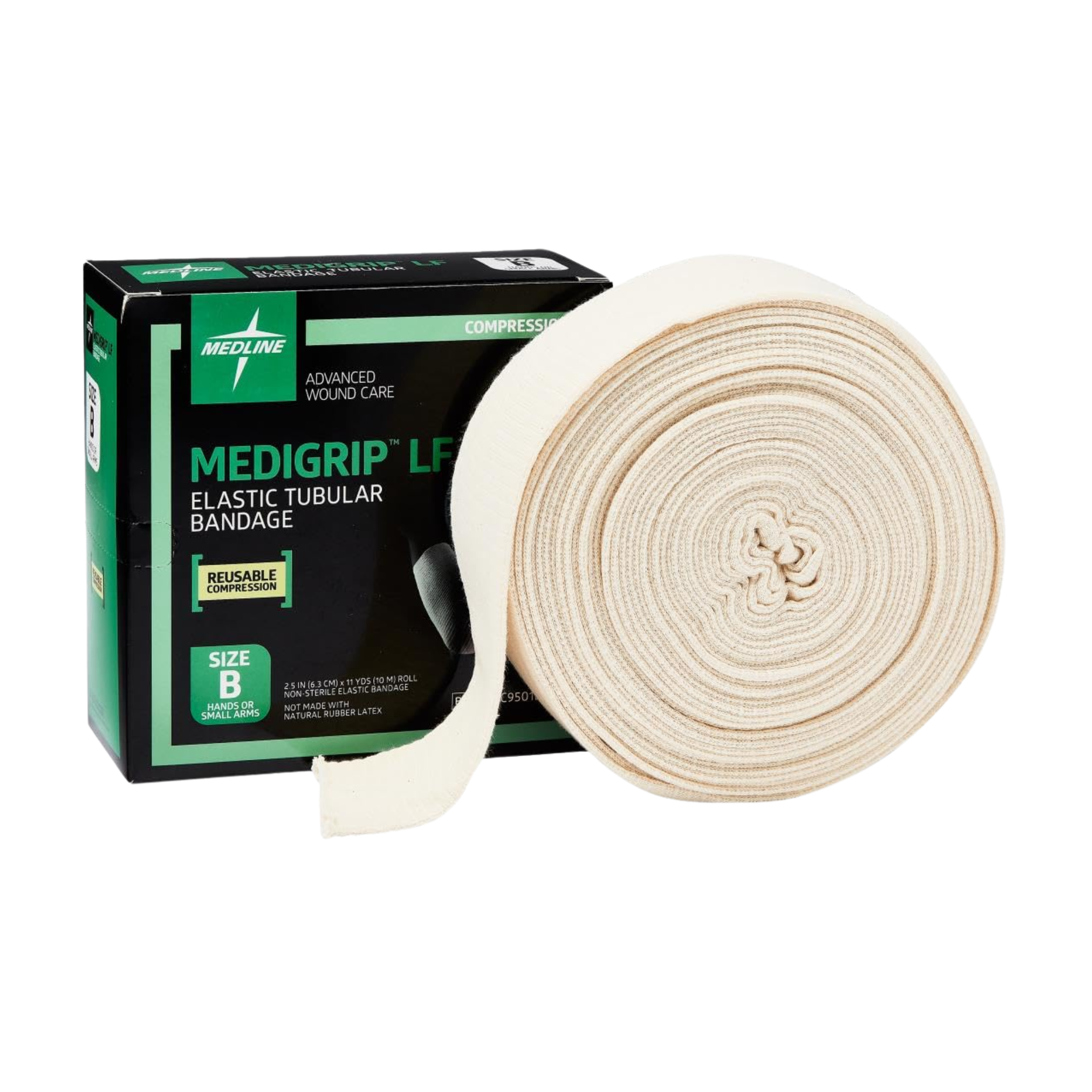 Medline Medigrip, LF Elastic Tubular Support Bandage, Size B, 2.5" x 11 Yards, 1 Roll