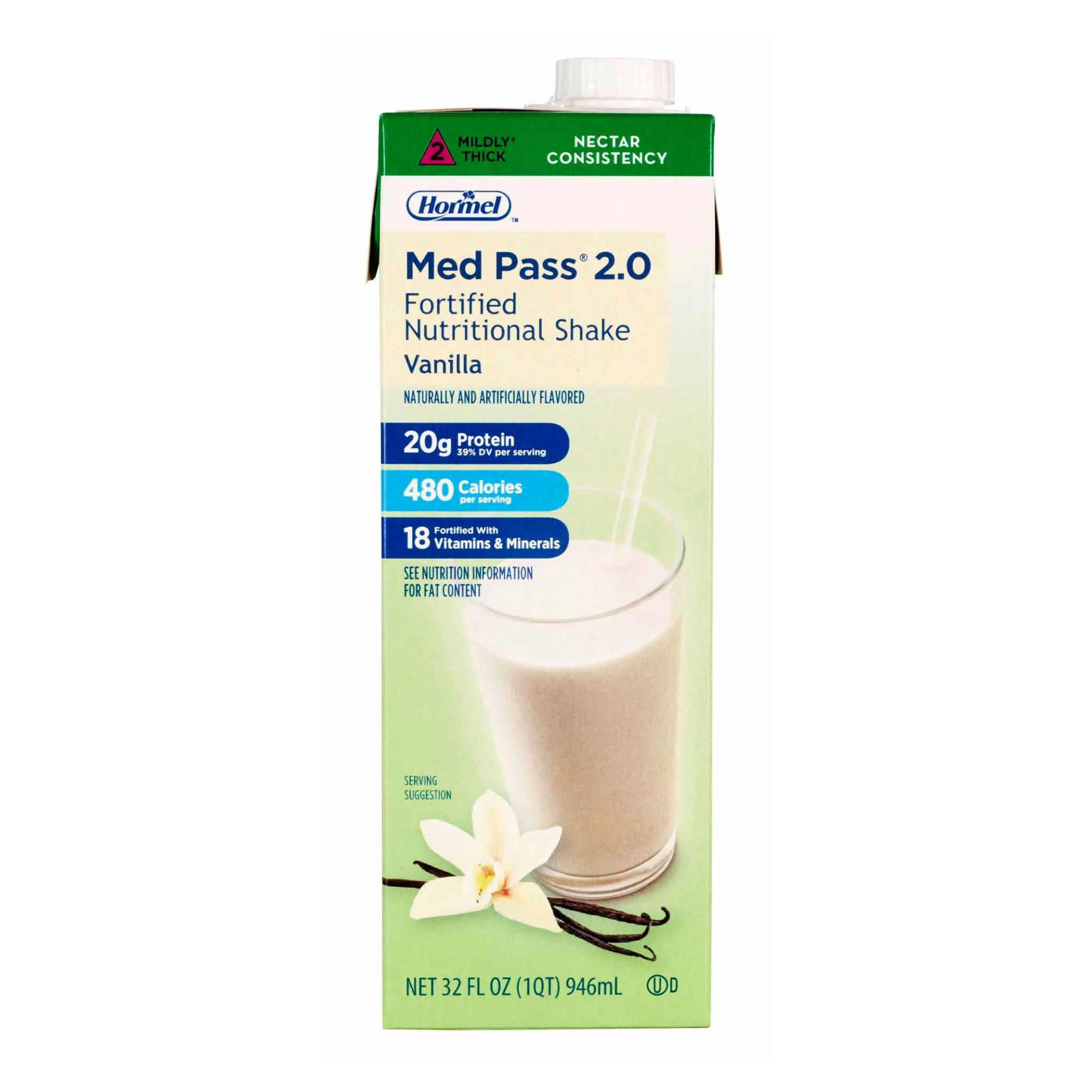 Med Pass 2.0, Oral Nutritional Supplement, High-Calorie & Protein-Rich Drink, Vanilla, 32 fl oz, 12 Pack