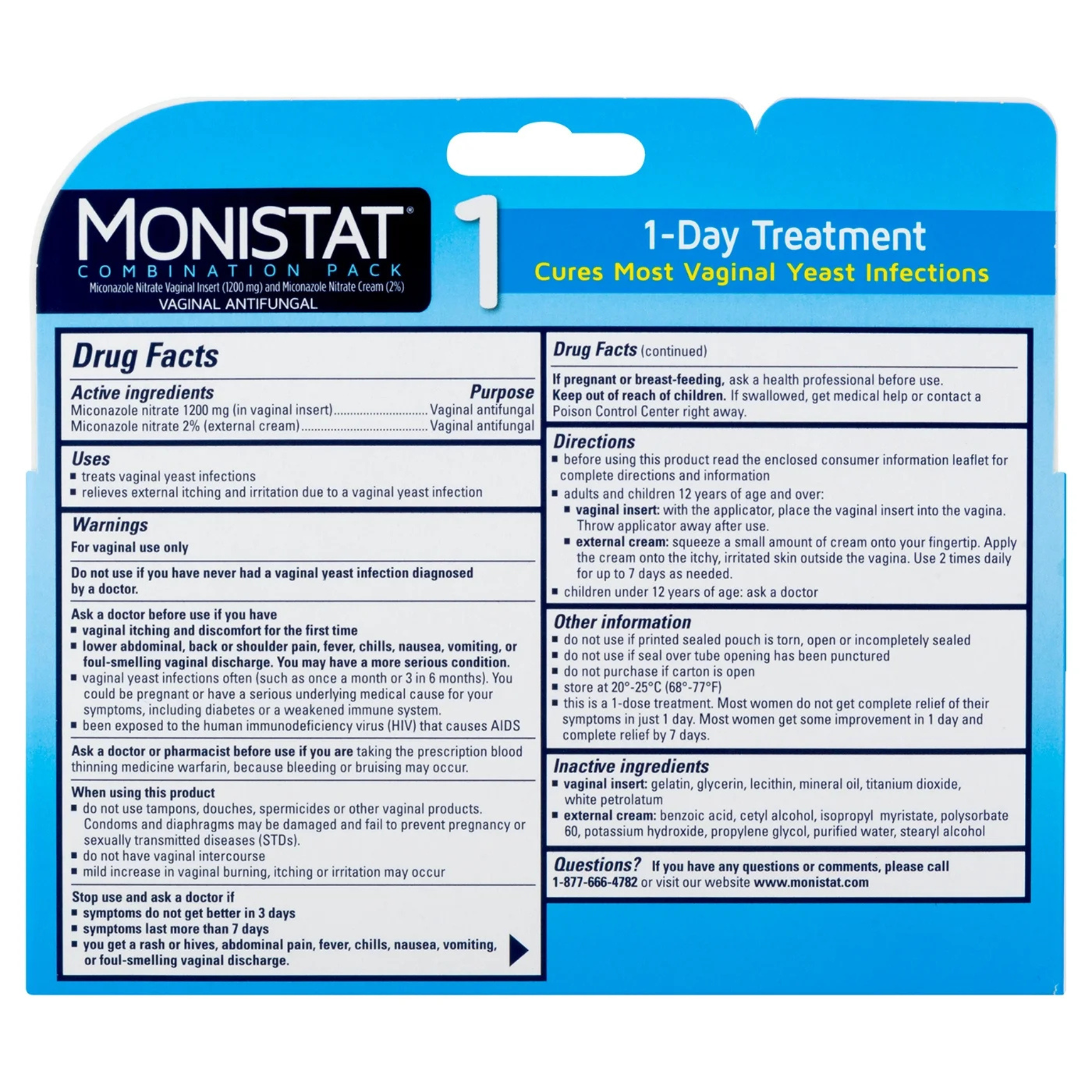 Monistat 1 Day Yeast Infection Treatment, Miconazole Ovule Insert & External Anti-Itch Cream