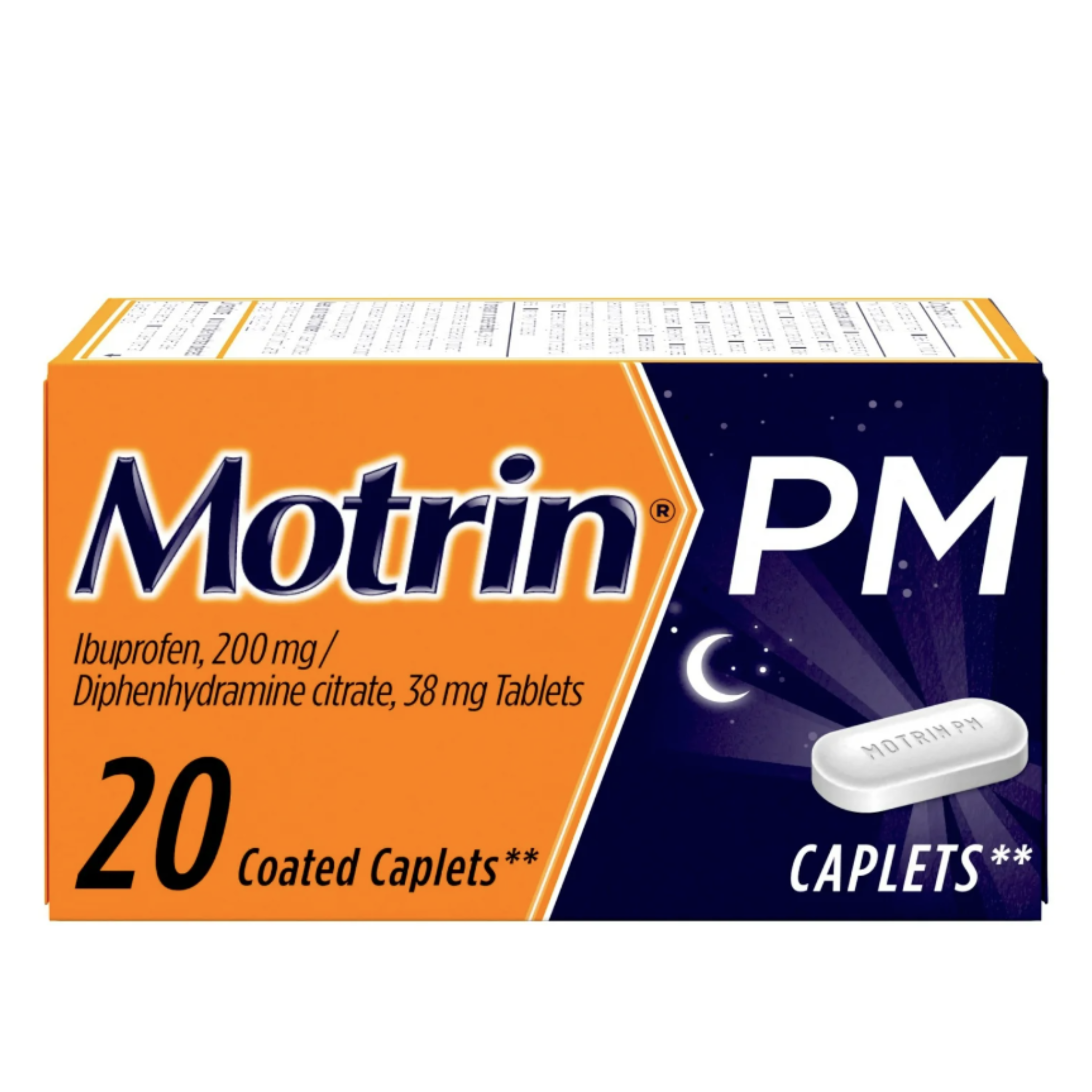 Motrin PM Caplets, 200 mg Ibuprofen & 38 mg Sleep Aid, 20 Ct