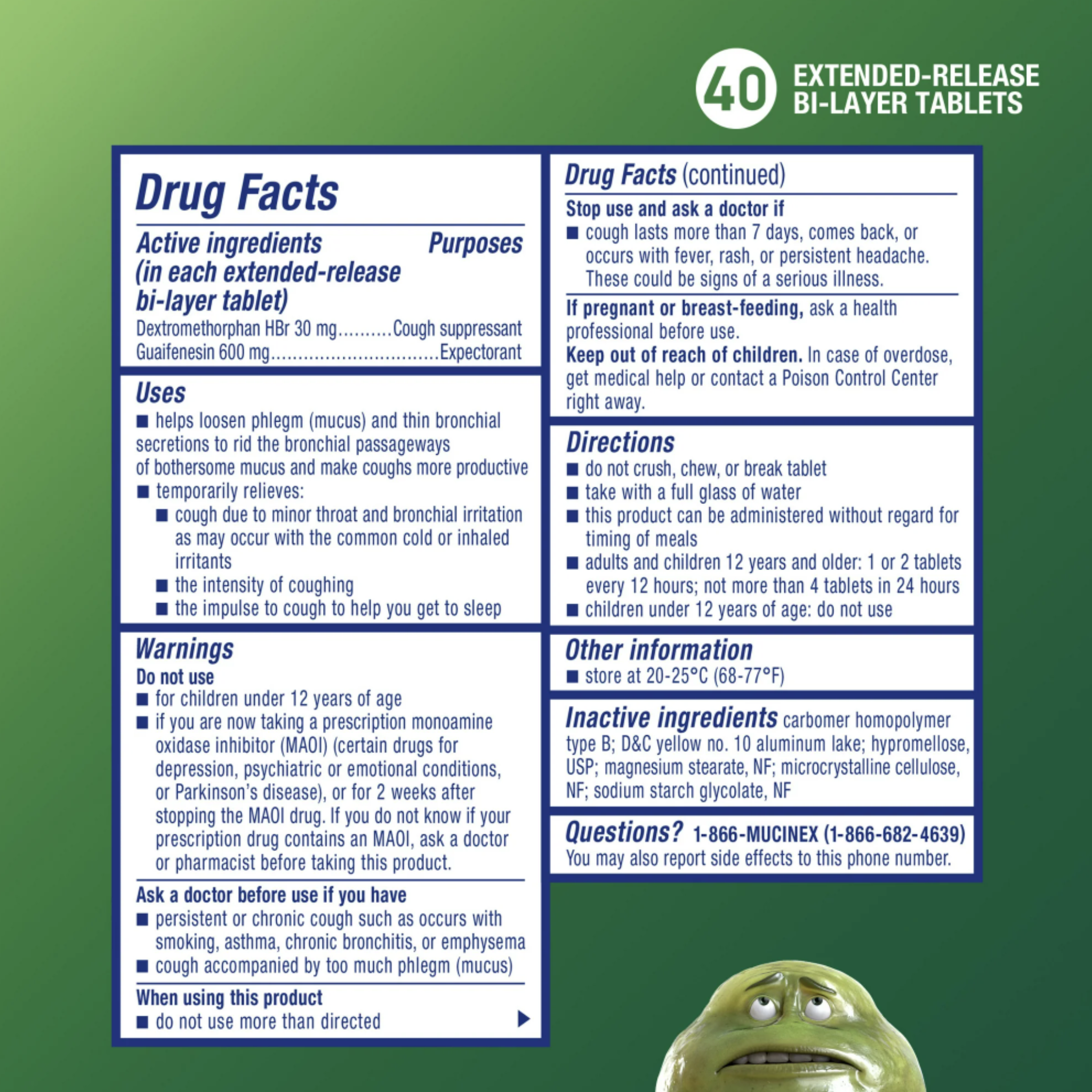 Mucinex DM 12 Hour Expectorant & Cough Medicine, Excess Mucus Relief & Cough Suppressant, 40 Tablets