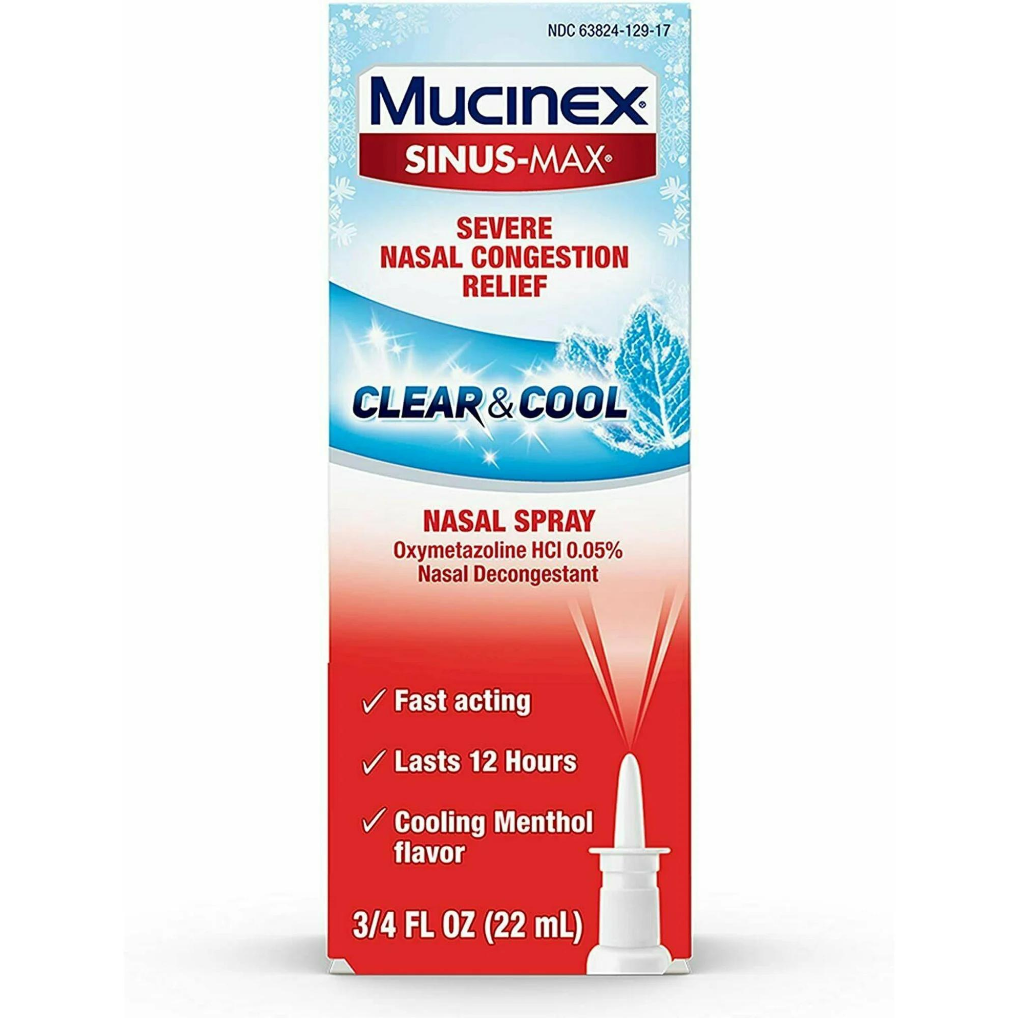 Mucinex Sinus-Max Nasal Decongestant Spray, Severe Nasal Congestion Relief, Clear & Cool, .75 fl oz