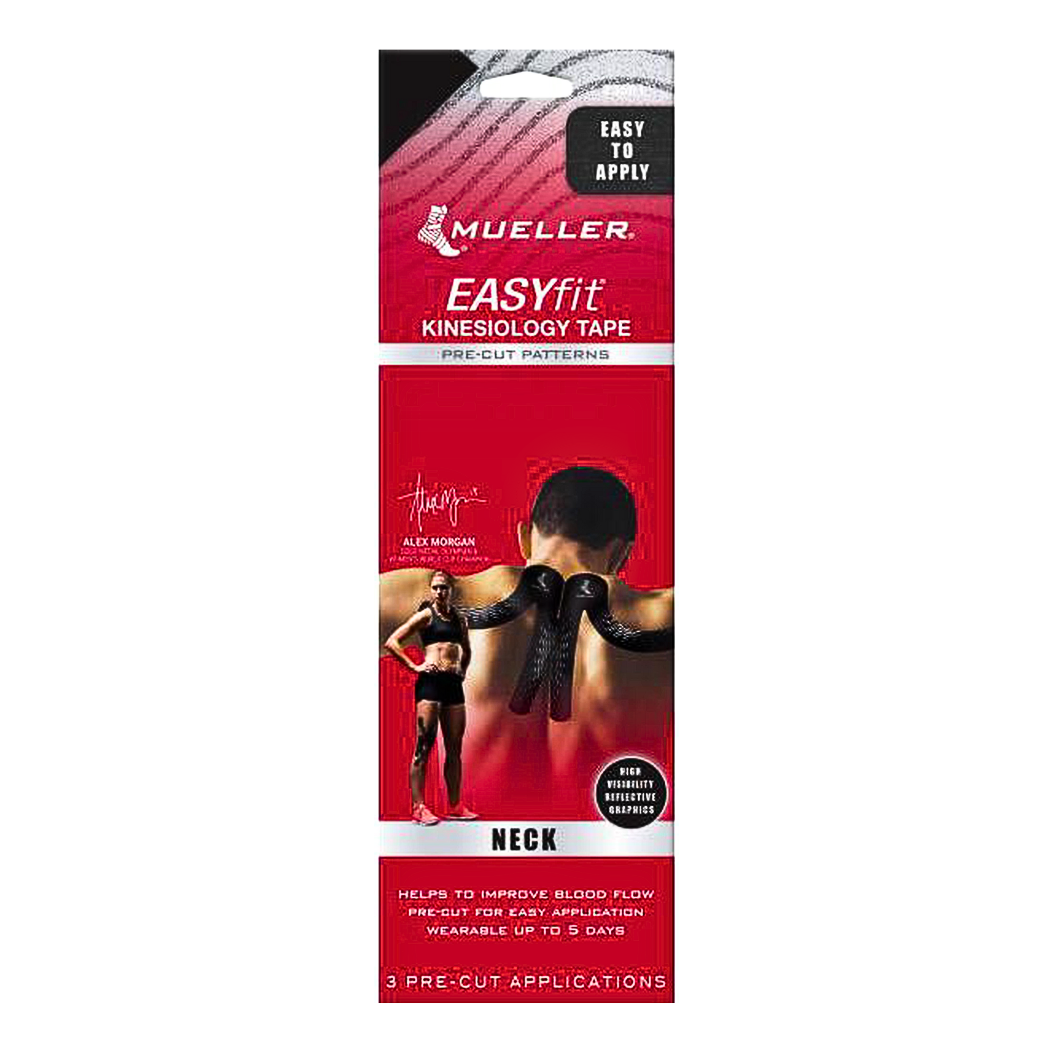 Mueller, Neck Kinesiology Sports Tape, Pre-Cut for Joint Stability and Comfort, Black, 3 Pack