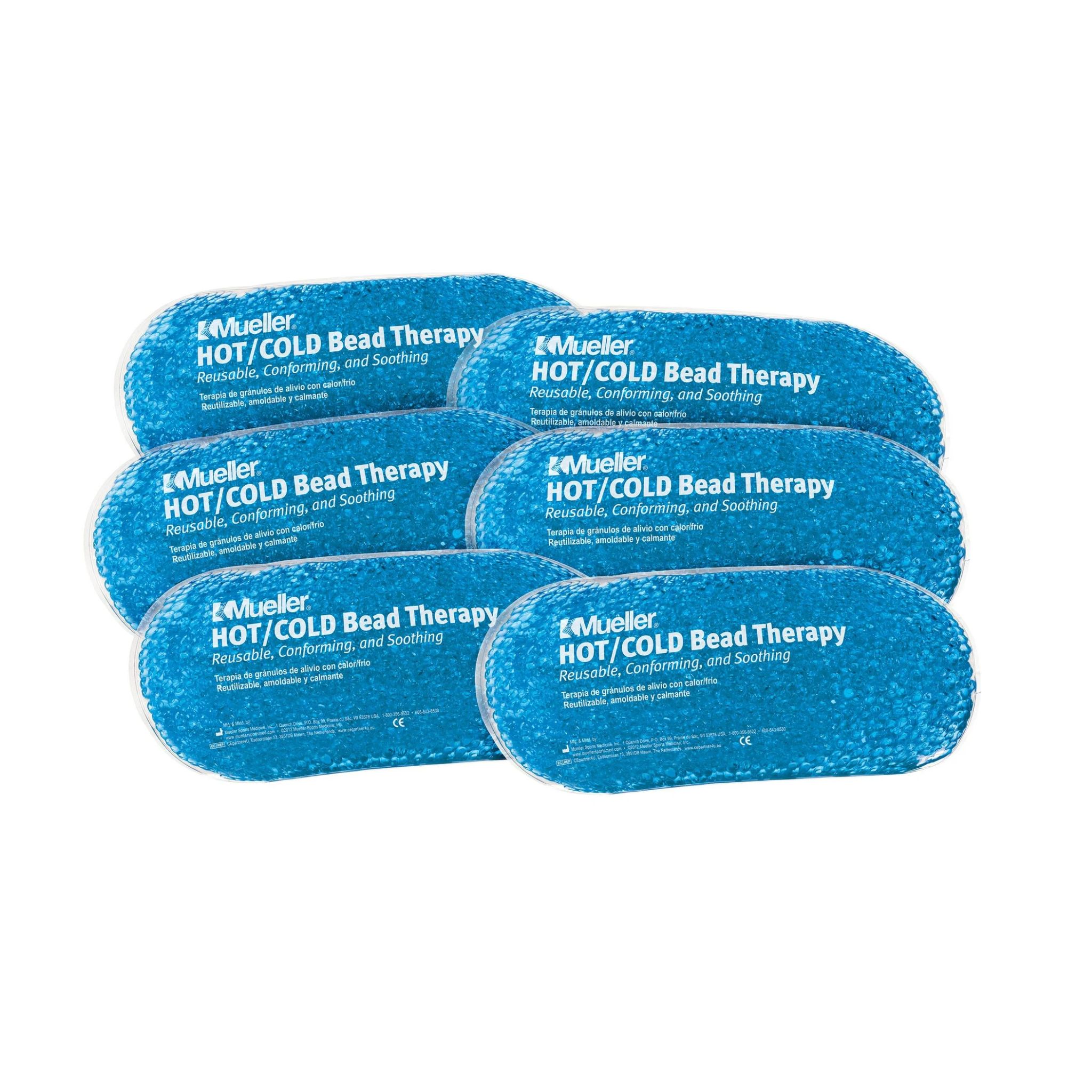Mueller, Beaded Reusable Hot/Cold Pack, Soothing Pain Relief, Blue, 6-Pack