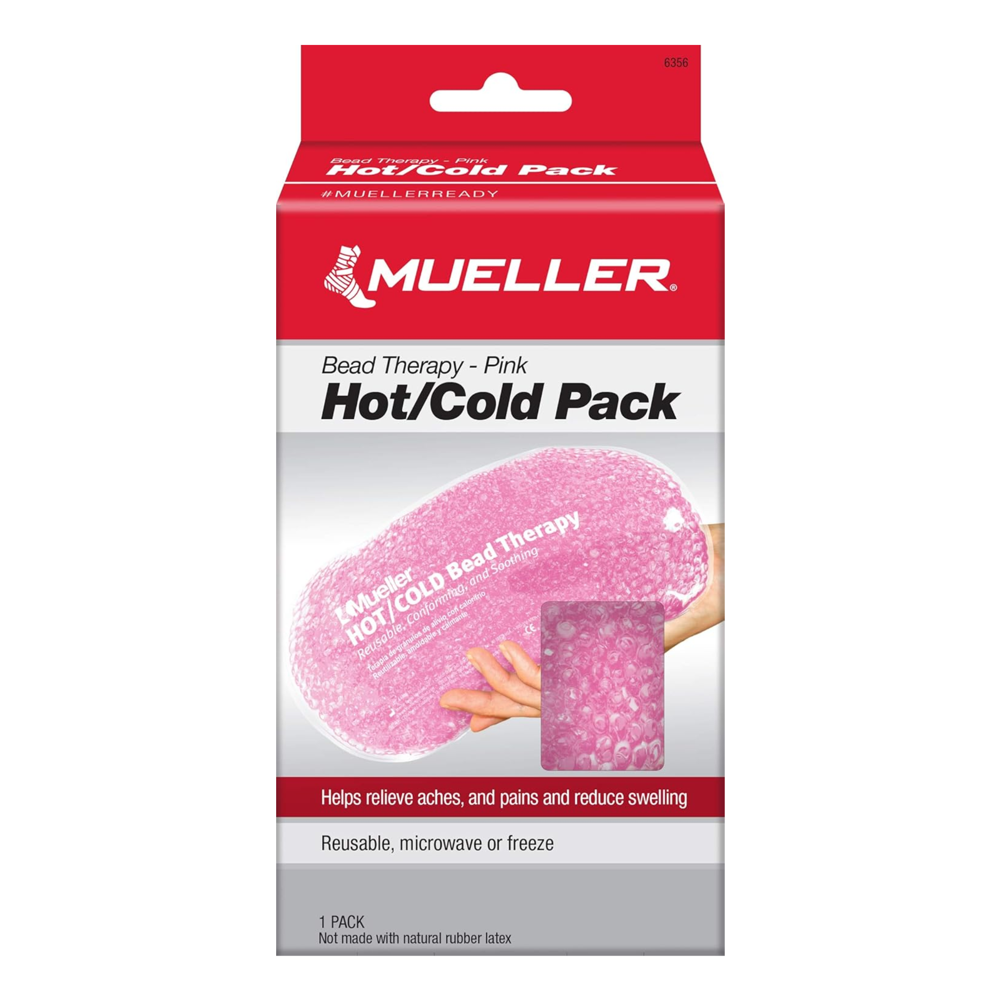 Mueller, Hot/Cold Pack, Reusable Bead Therapy for Targeted Pain Relief, Pink