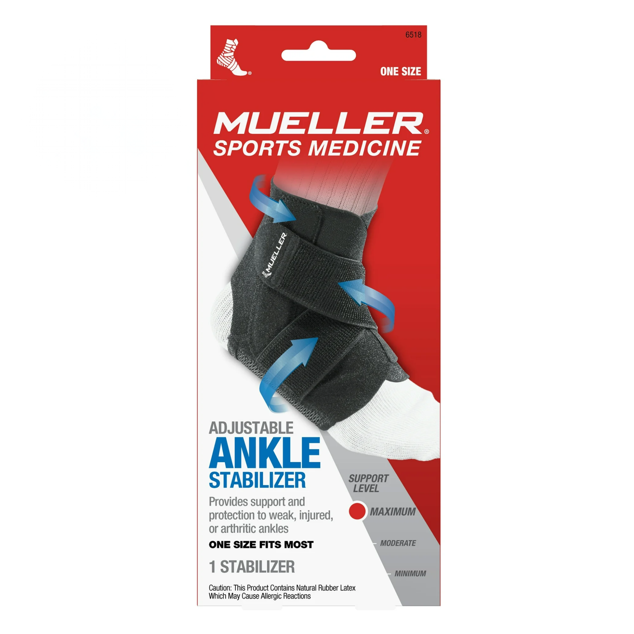 Mueller, Ankle Stabilizer, Adjustable Support for Left or Right Ankle, Comfortable Fit, One Size Fits Most