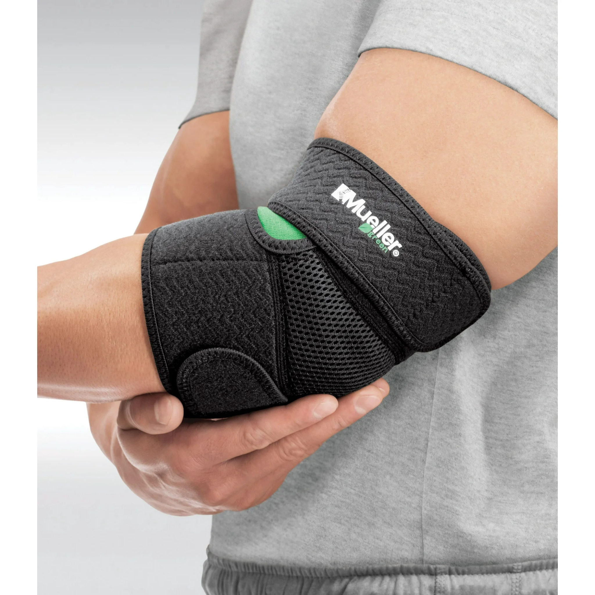 Mueller, Green Adjustable Elbow Support Pad, Comfortable and Flexible Relief for Joint Pain, Adjustable, One Size