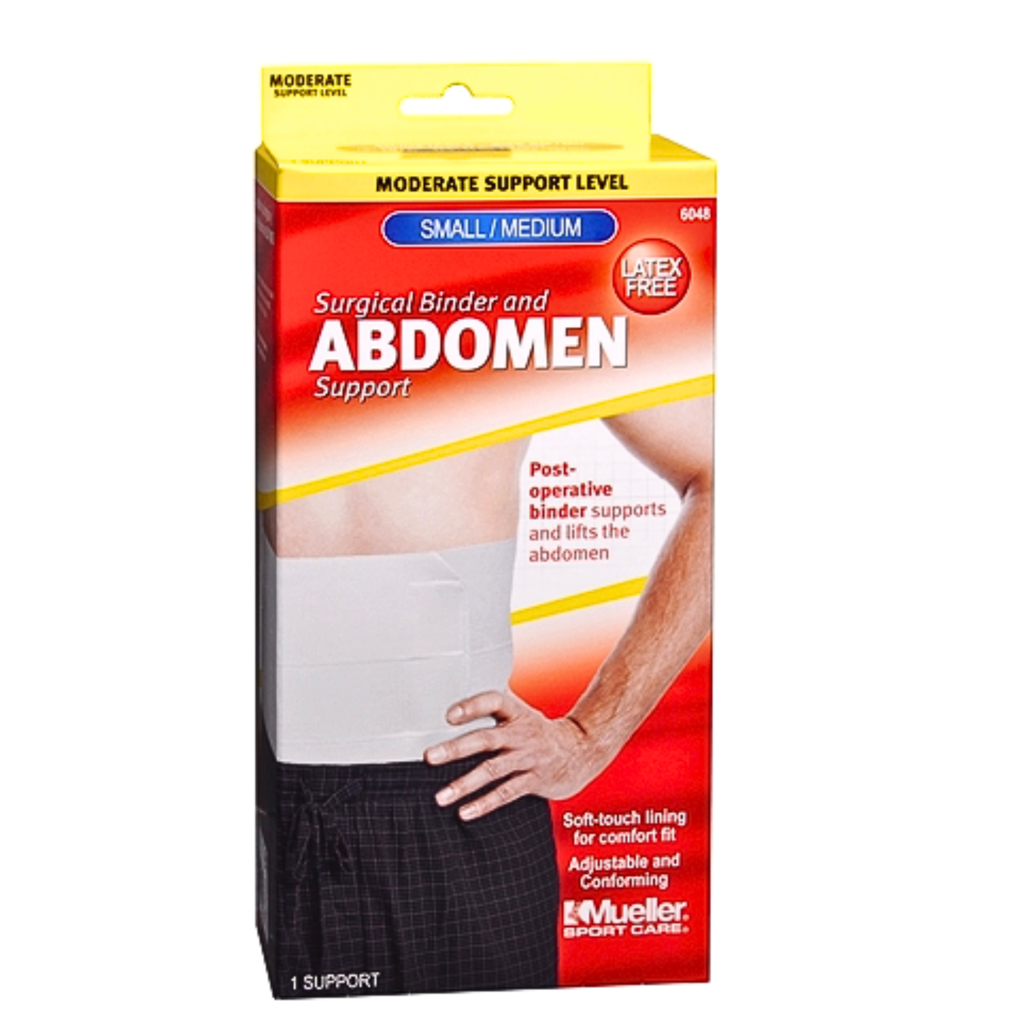 Mueller, Surgical Binder & Abdominal Support, White, Small/Medium, Adjustable Compression for Stability