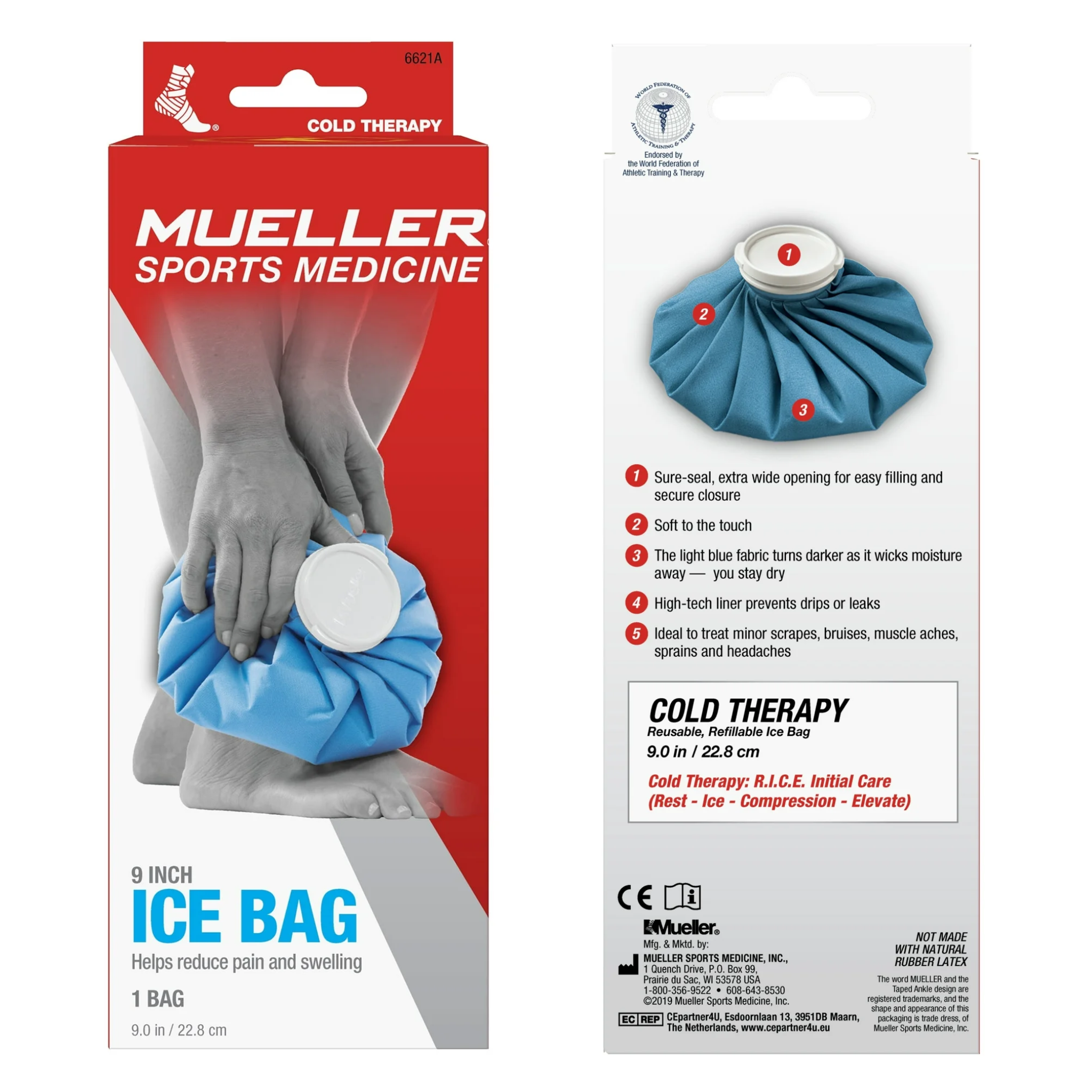 Mueller, Reusable Ice Bag, Cold Therapy for Pain & Swelling Relief, Blue, 9"