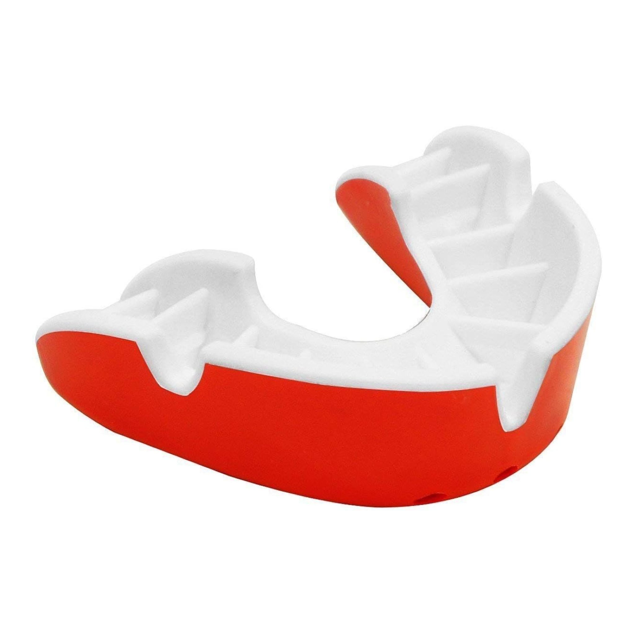 Mueller, Matrix Mouthguard, Youth Size, Moderate Protection, Self-Fit Design for Sports Safety, Red/White