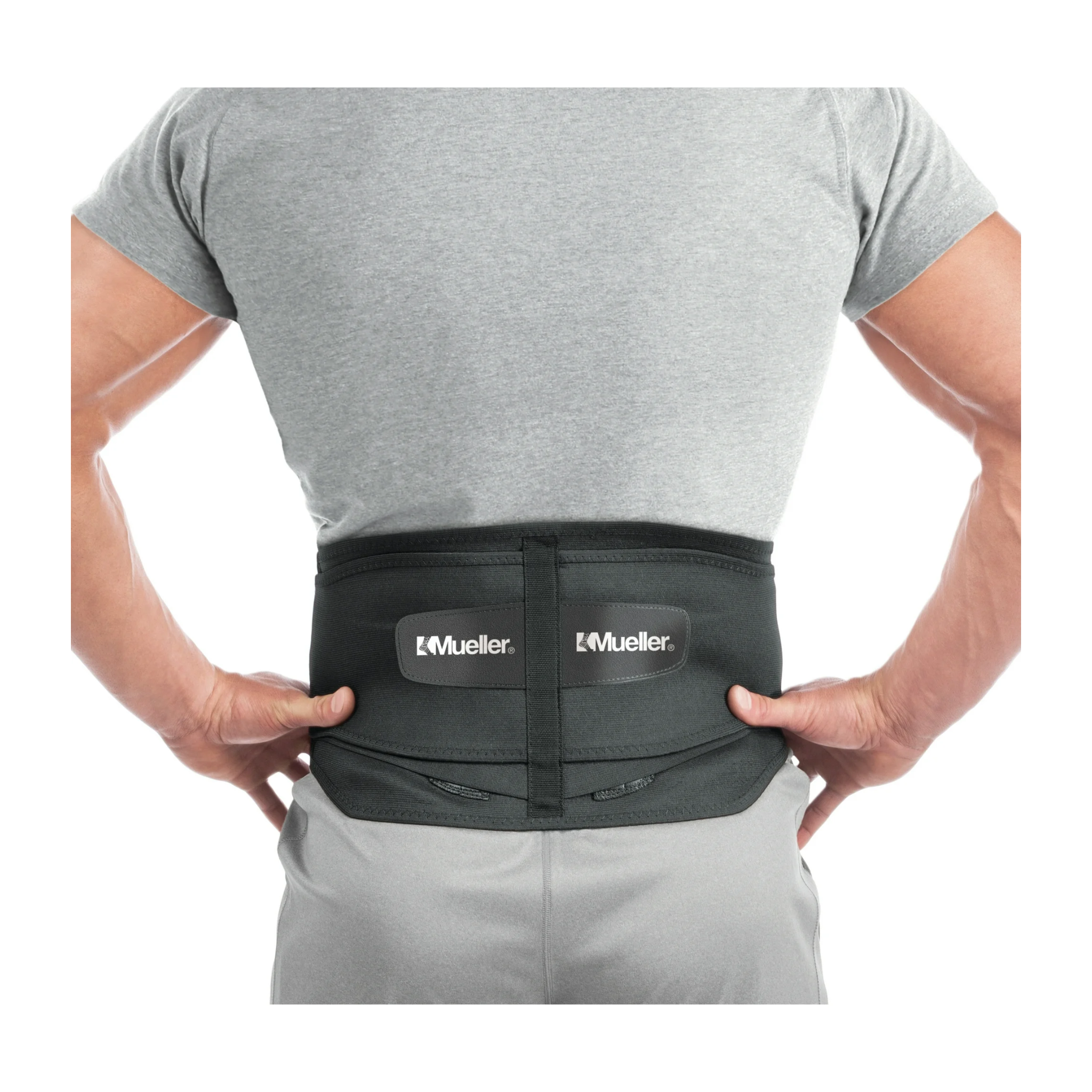 Mueller, Adjustable Lumbar Back Brace with Removable Pad, Black, Support for Upper & Lower Back Pain, Sciatica, Scoliosis