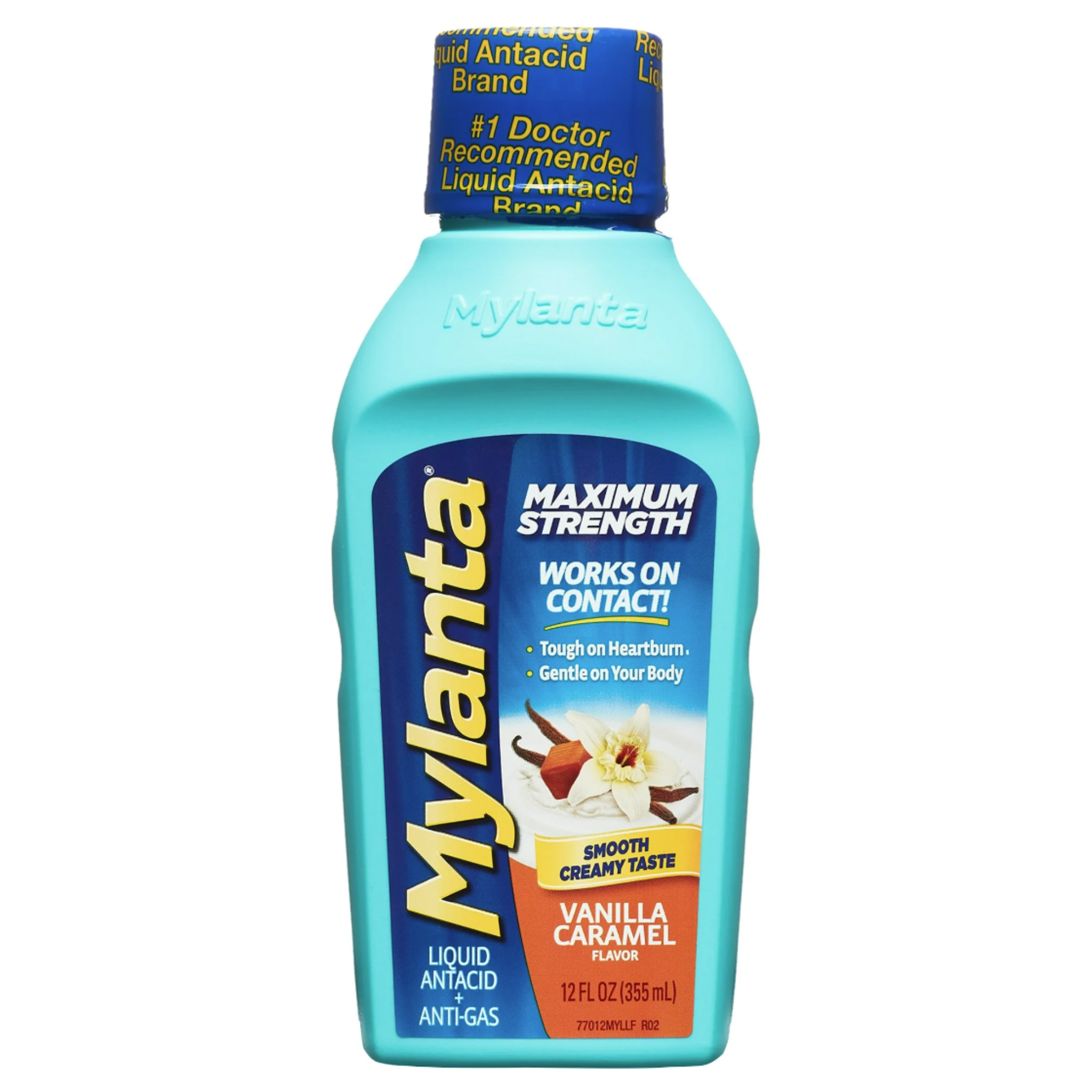 Mylanta Heartburn and Gas Relief, Liquid Antacid, Vanilla Caramel Flavor, 12 Fluid Ounces