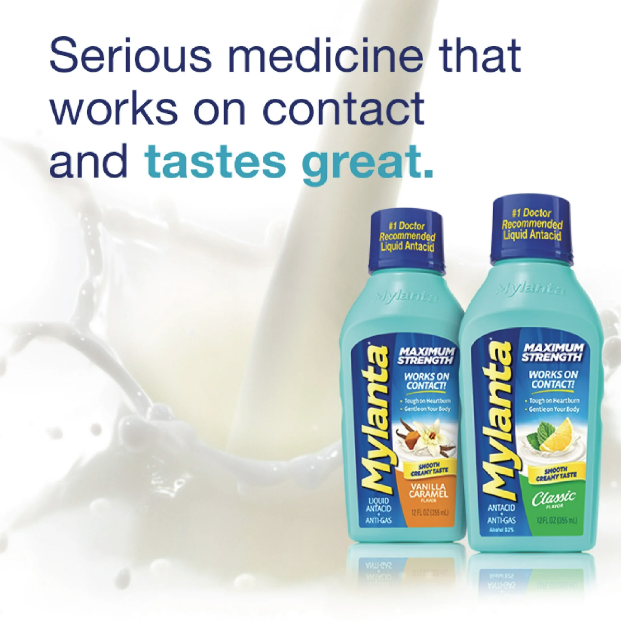 Mylanta Heartburn and Gas Relief, Liquid Antacid, Vanilla Caramel Flavor, 12 Fluid Ounces