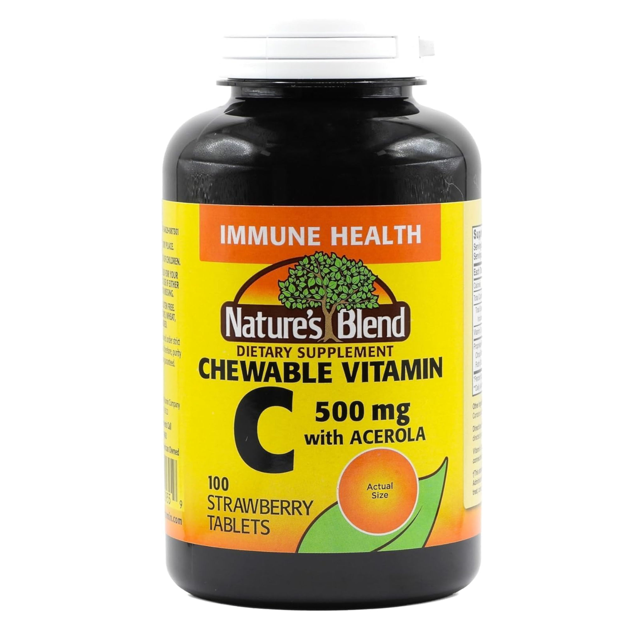 Nature's Blend, Chewable Vitamin C with Acerola, Strawberry Flavor, Immune Support, 500mg, 100 Tablets