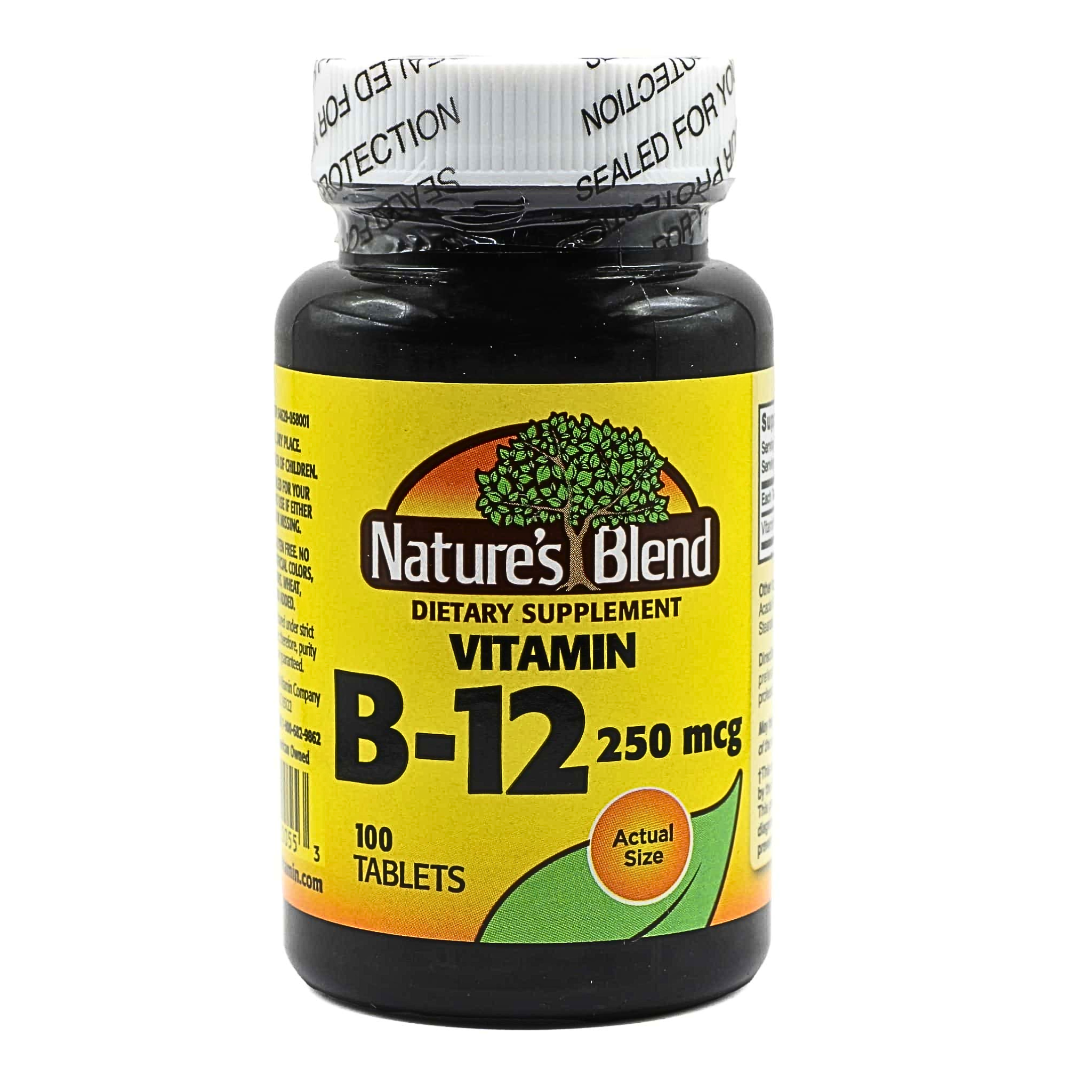 Nature's Blend, Vitamin B12 Tablets, 250 mcg, Supports Energy and Nervous System Health, 100 Count