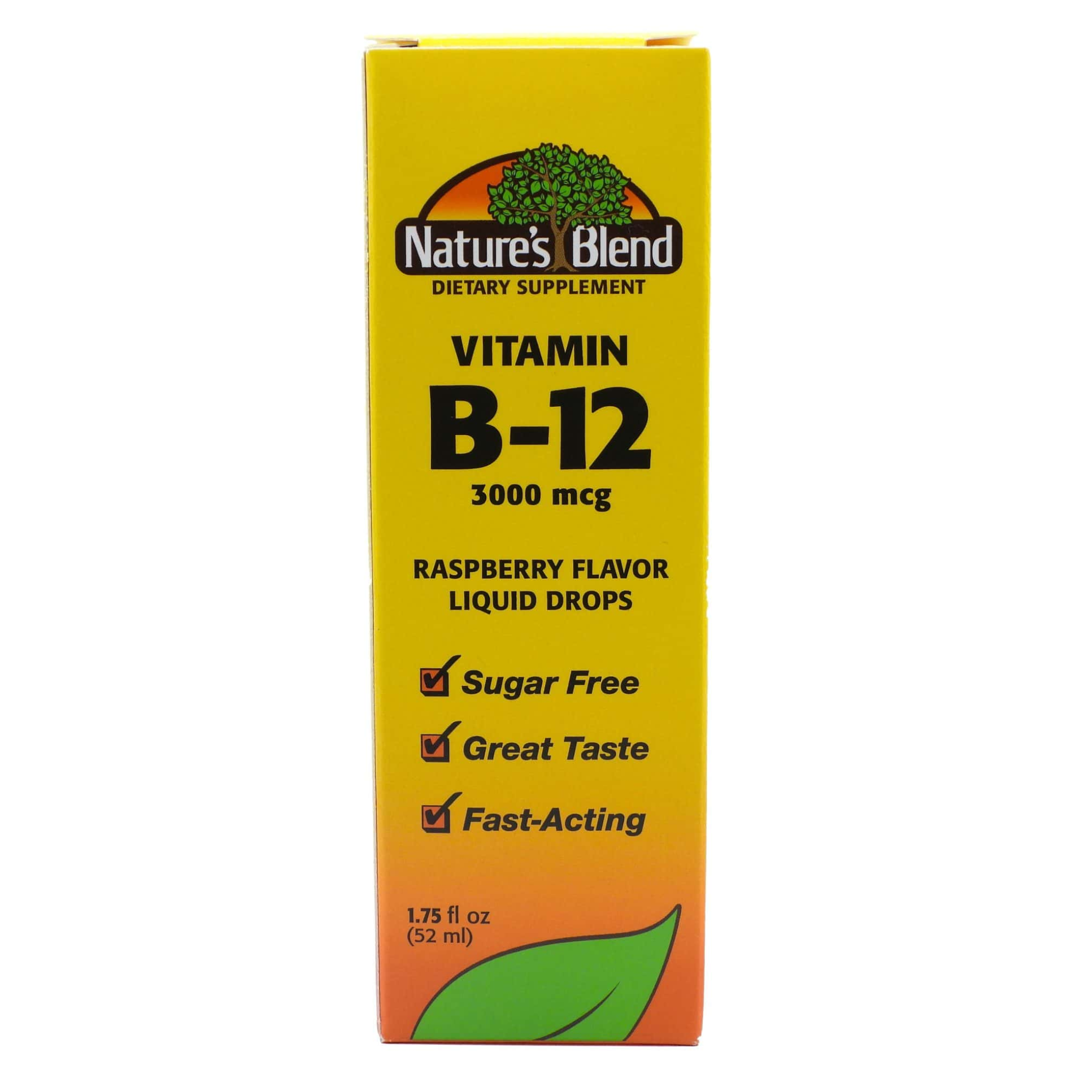 Nature’s Blend, Vitamin B12 Liquid, 3000 mcg Fast-Absorbing Energy and Nervous System Support, 1.75 oz