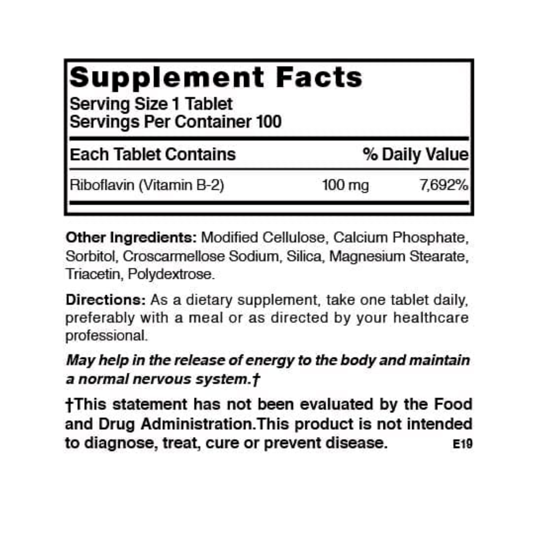 Nature’s Blend, Vitamin B-2 100 mg Tablets, Energy & Metabolism Support, 100 Count - Pharmaful